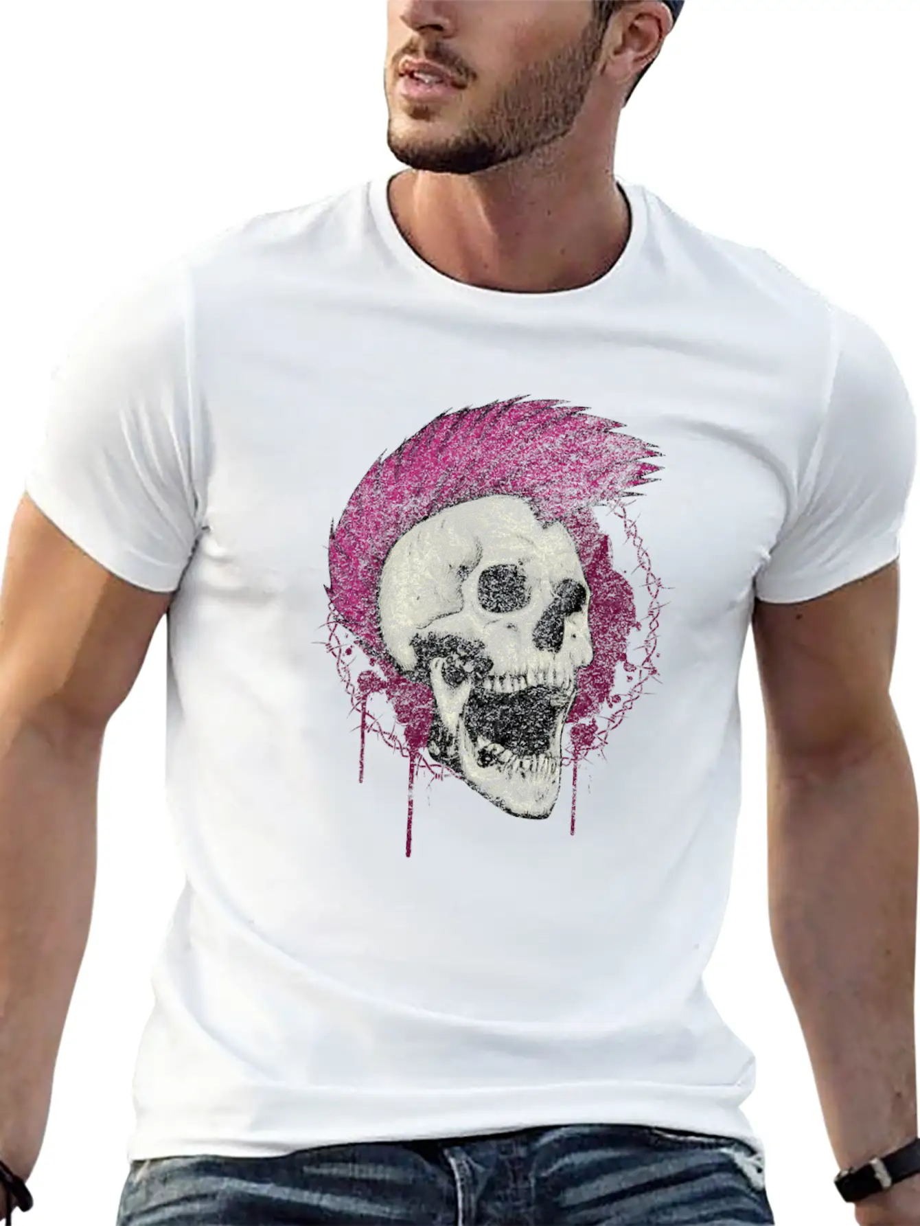 Skull Punk Rock Unisex Short Sleeve Soft Cotton T-Shirt – Casual Everyday Wear