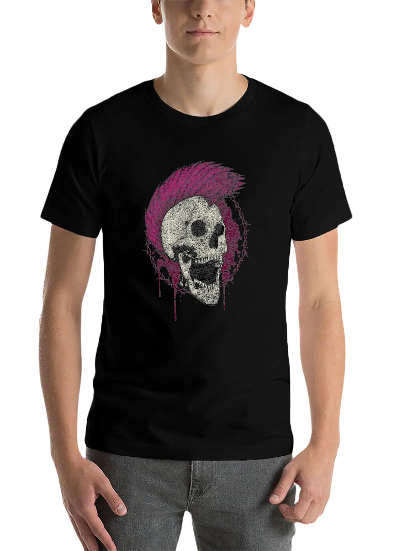 Skull Punk Rock Unisex Short Sleeve Soft Cotton T-Shirt – Casual Everyday Wear