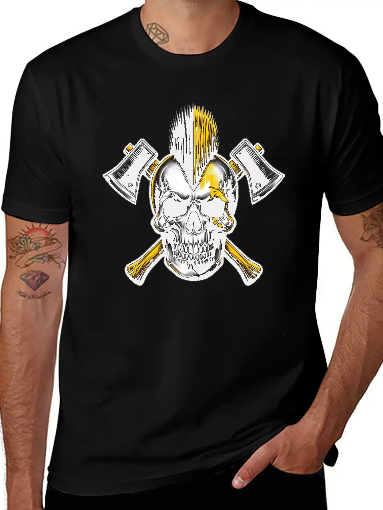 Skull Punk Yellow Basic Graphic T-Shirt – Daily Comfort In Soft Cotton