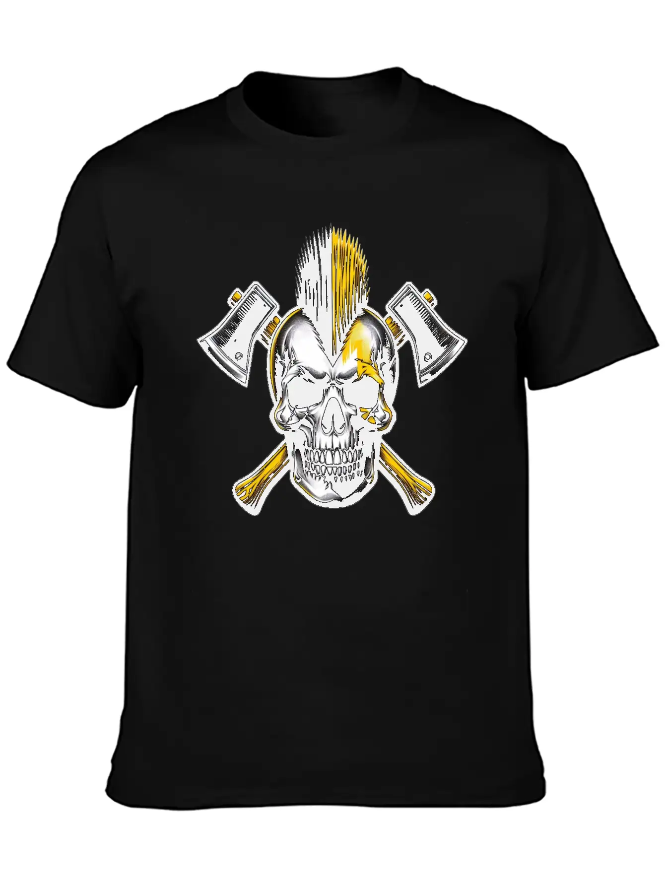 Skull Punk Yellow Basic Graphic T-Shirt – Daily Comfort In Soft Cotton