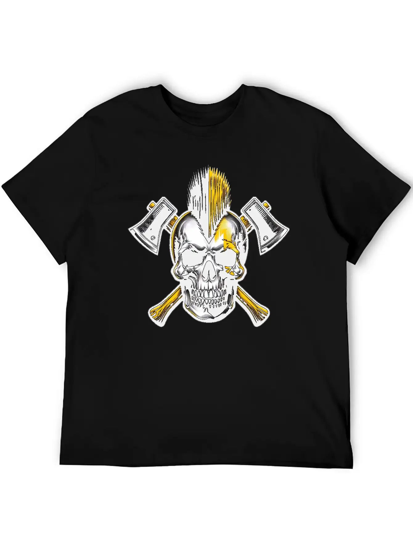 Skull Punk Yellow Basic Graphic T-Shirt – Daily Comfort In Soft Cotton