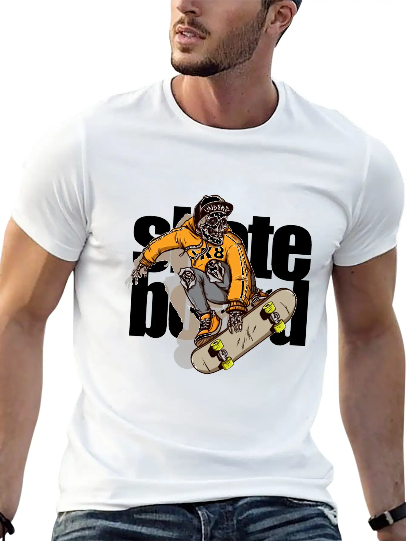 Skull Riding Skateboard 2 Essential Unisex Summer Tee – Soft Cotton Casual Fit