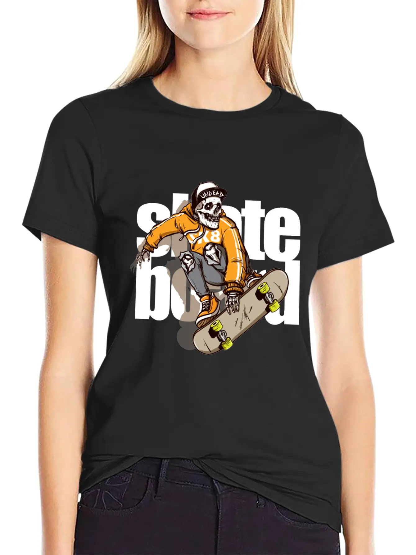 Skull Riding Skateboard 2 Essential Unisex Summer Tee – Soft Cotton Casual Fit