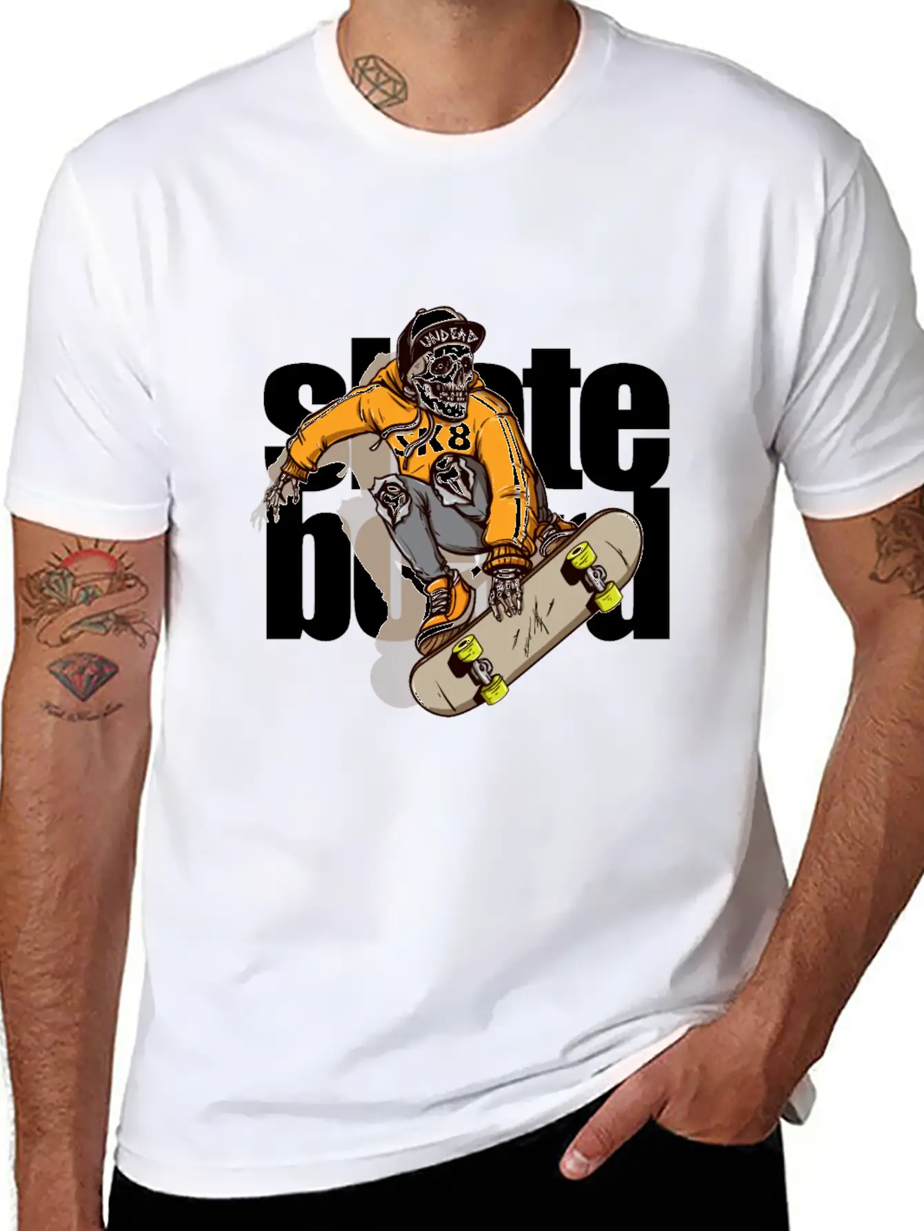 Skull Riding Skateboard 2 Essential Unisex Summer Tee – Soft Cotton Casual Fit