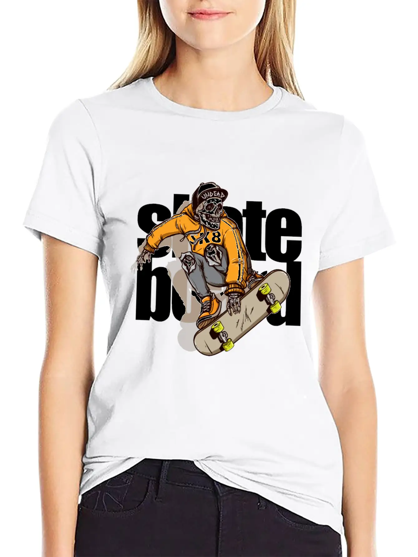 Skull Riding Skateboard 2 Essential Unisex Summer Tee – Soft Cotton Casual Fit