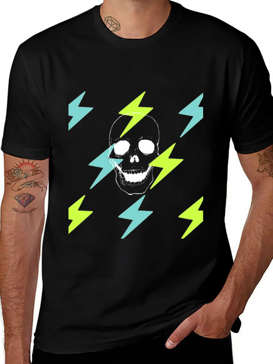Skulls And Lightning Stylish Everyday T-Shirt – Unisex Basic Cotton Tee