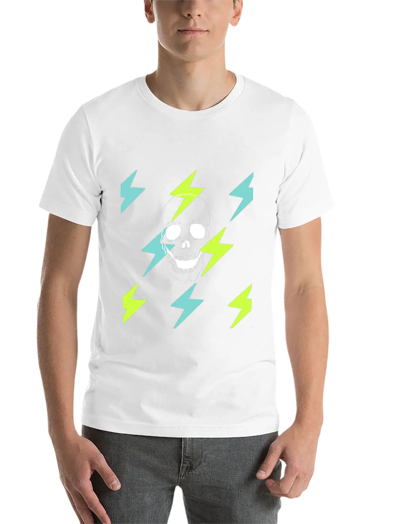 Skulls And Lightning Stylish Everyday T-Shirt – Unisex Basic Cotton Tee