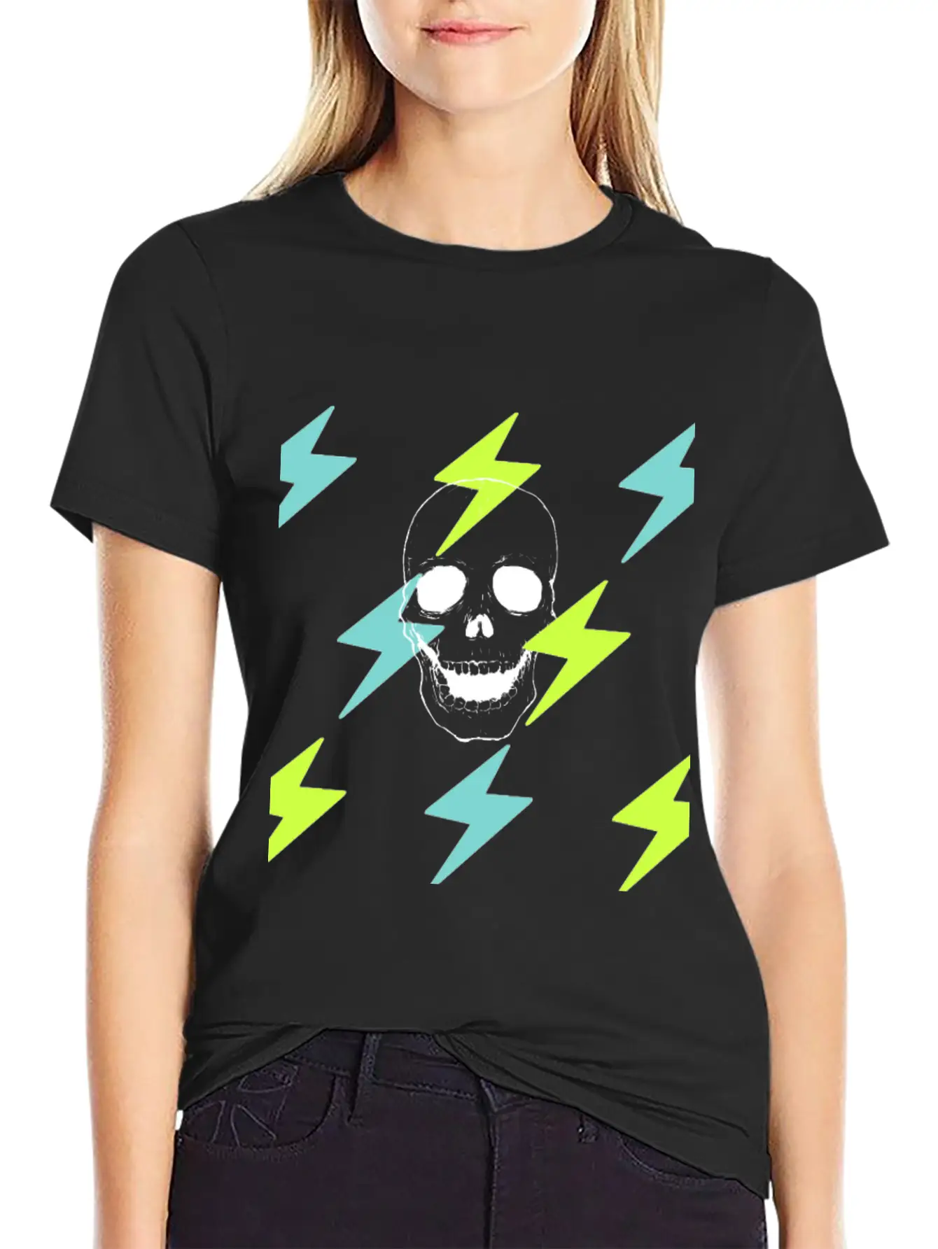 Skulls And Lightning Stylish Everyday T-Shirt – Unisex Basic Cotton Tee
