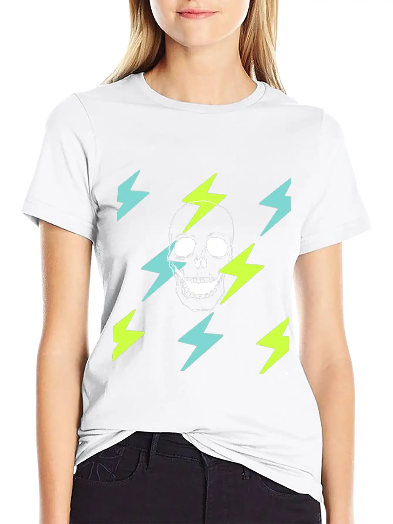 Skulls And Lightning Stylish Everyday T-Shirt – Unisex Basic Cotton Tee