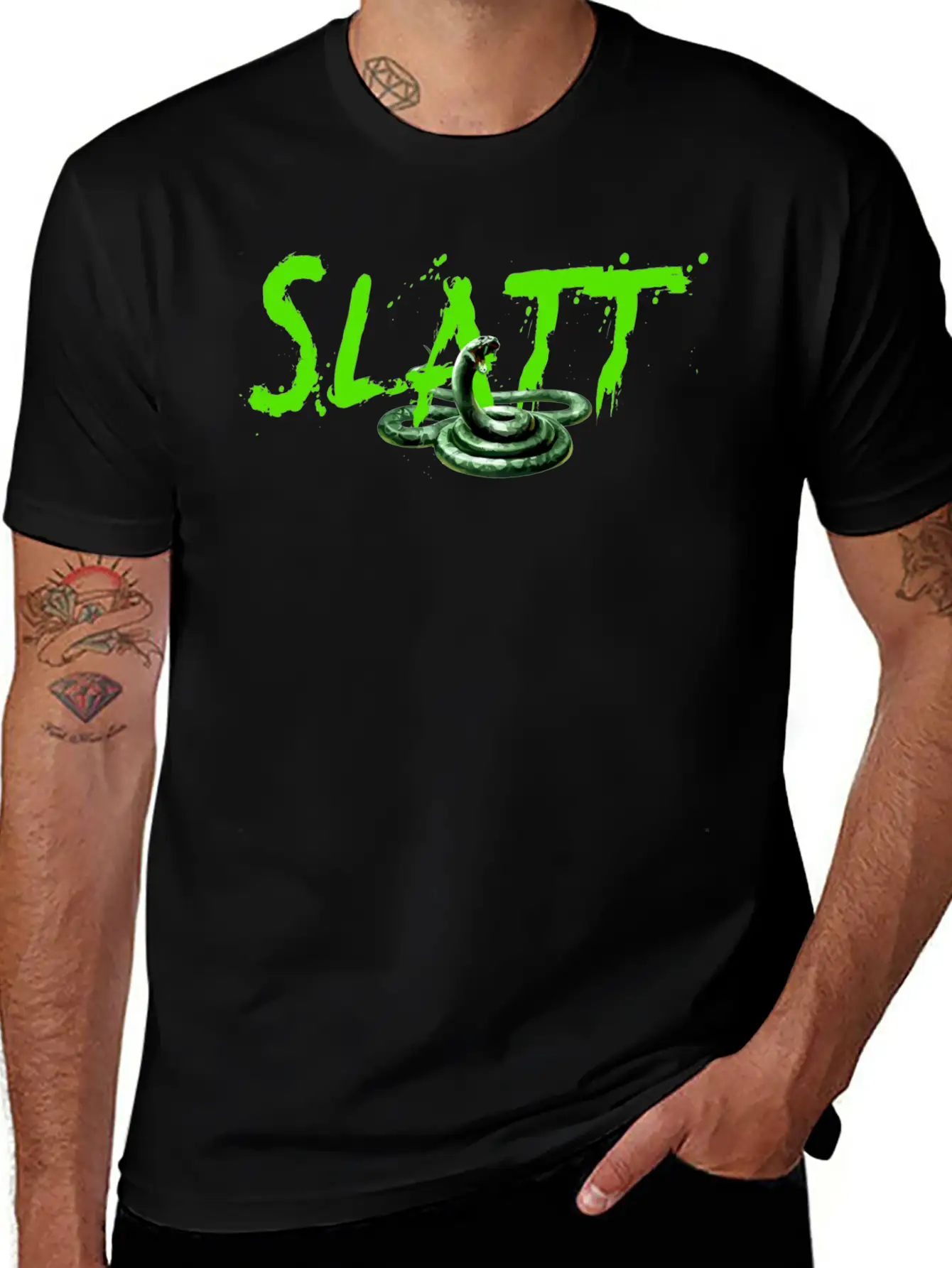 Slatt With Snake Slime Love All The Time Gift Tee Timeless Short Sleeve Tee – Comfy And Minimalist Design