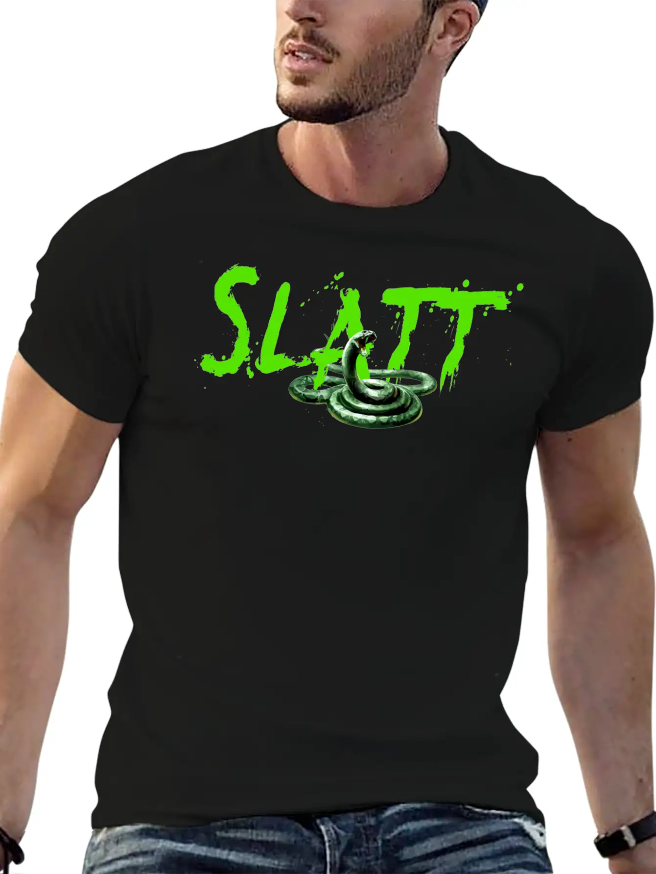 Slatt With Snake Slime Love All The Time Gift Tee Timeless Short Sleeve Tee – Comfy And Minimalist Design