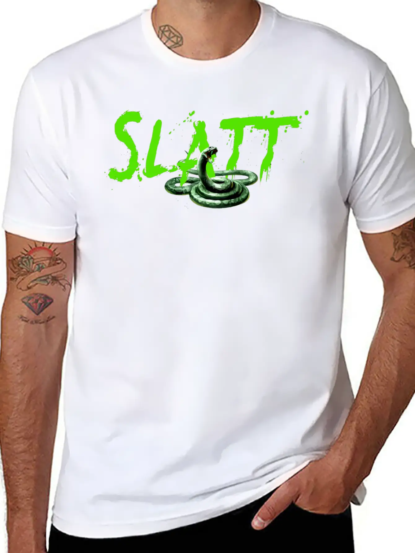 Slatt With Snake Slime Love All The Time Gift Tee Timeless Short Sleeve Tee – Comfy And Minimalist Design