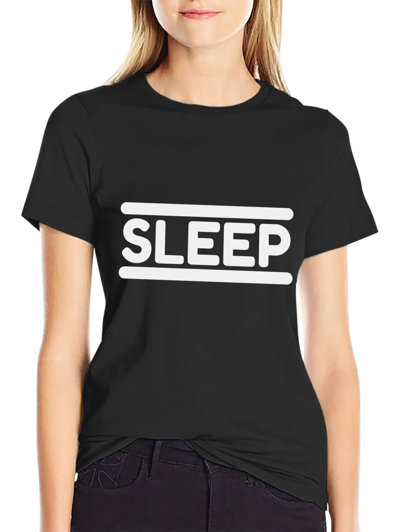 Sleep - Black Unisex Short Sleeve Soft Cotton T-Shirt – Casual Everyday Wear