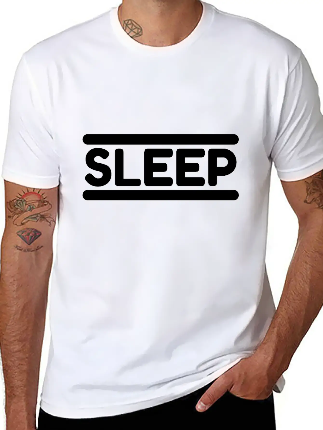 Sleep - Black Unisex Short Sleeve Soft Cotton T-Shirt – Casual Everyday Wear