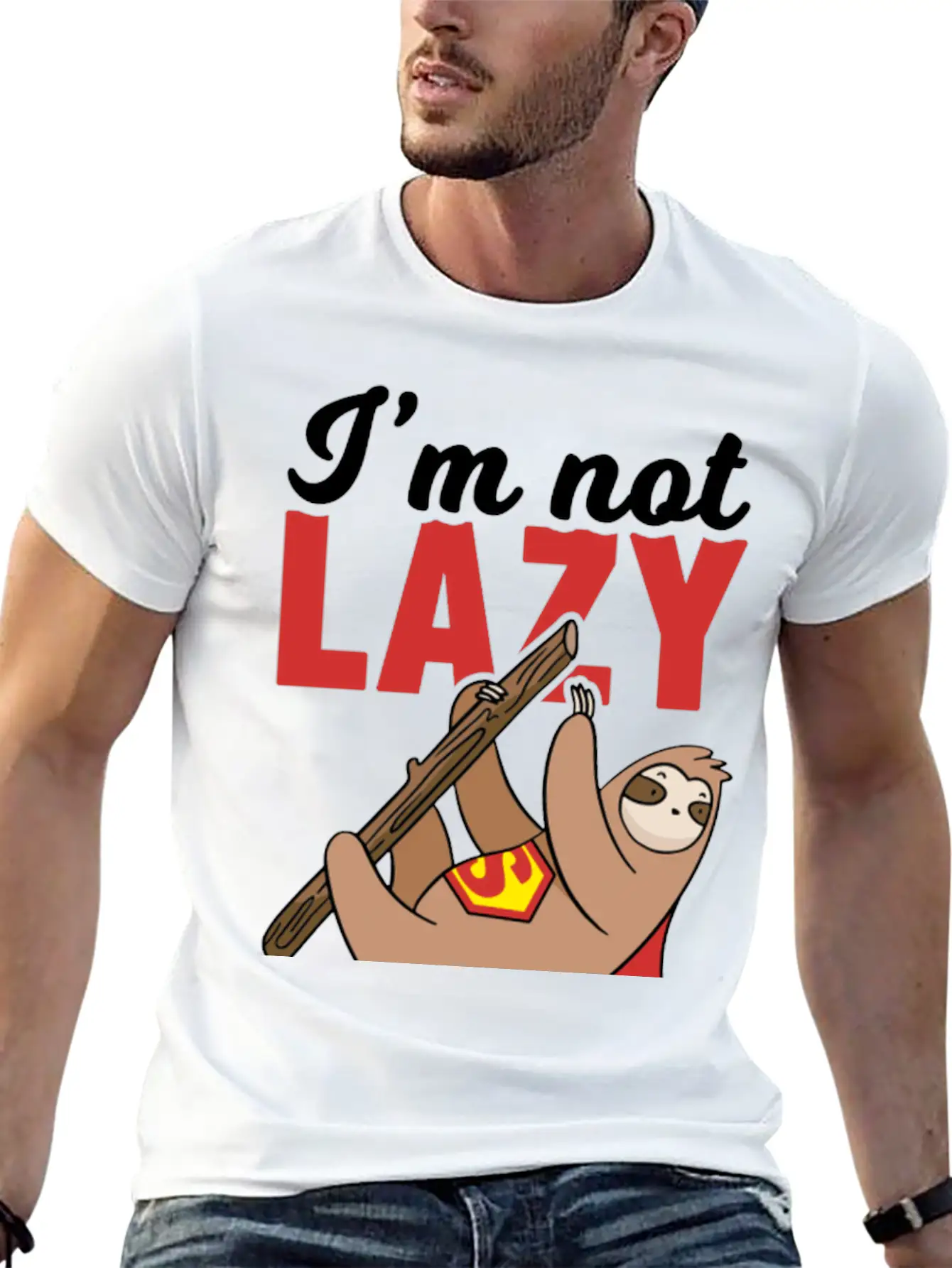 Sloth Super Lazy Super Hero Stylish Everyday T-Shirt – Unisex Basic Cotton Tee