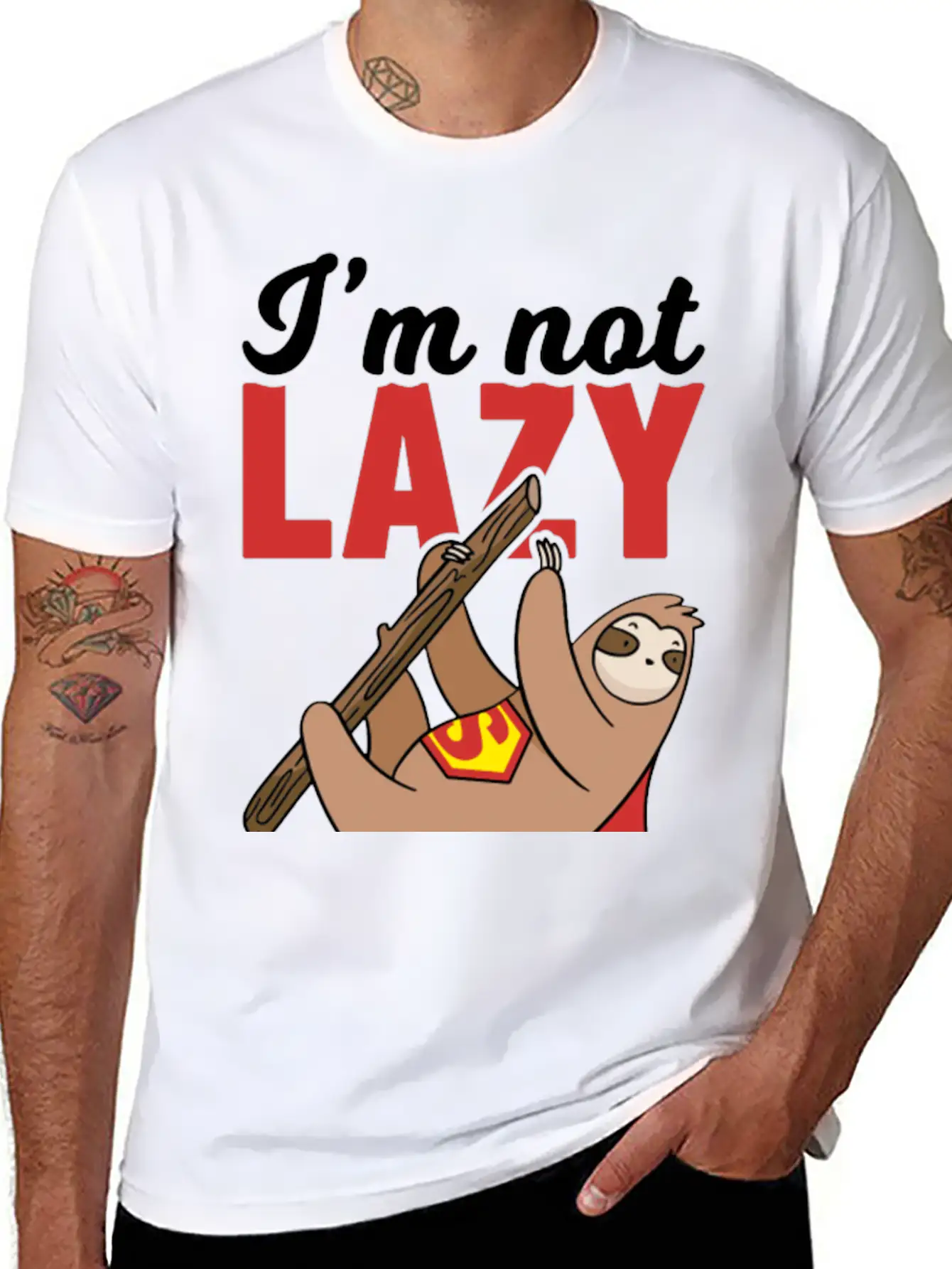 Sloth Super Lazy Super Hero Stylish Everyday T-Shirt – Unisex Basic Cotton Tee