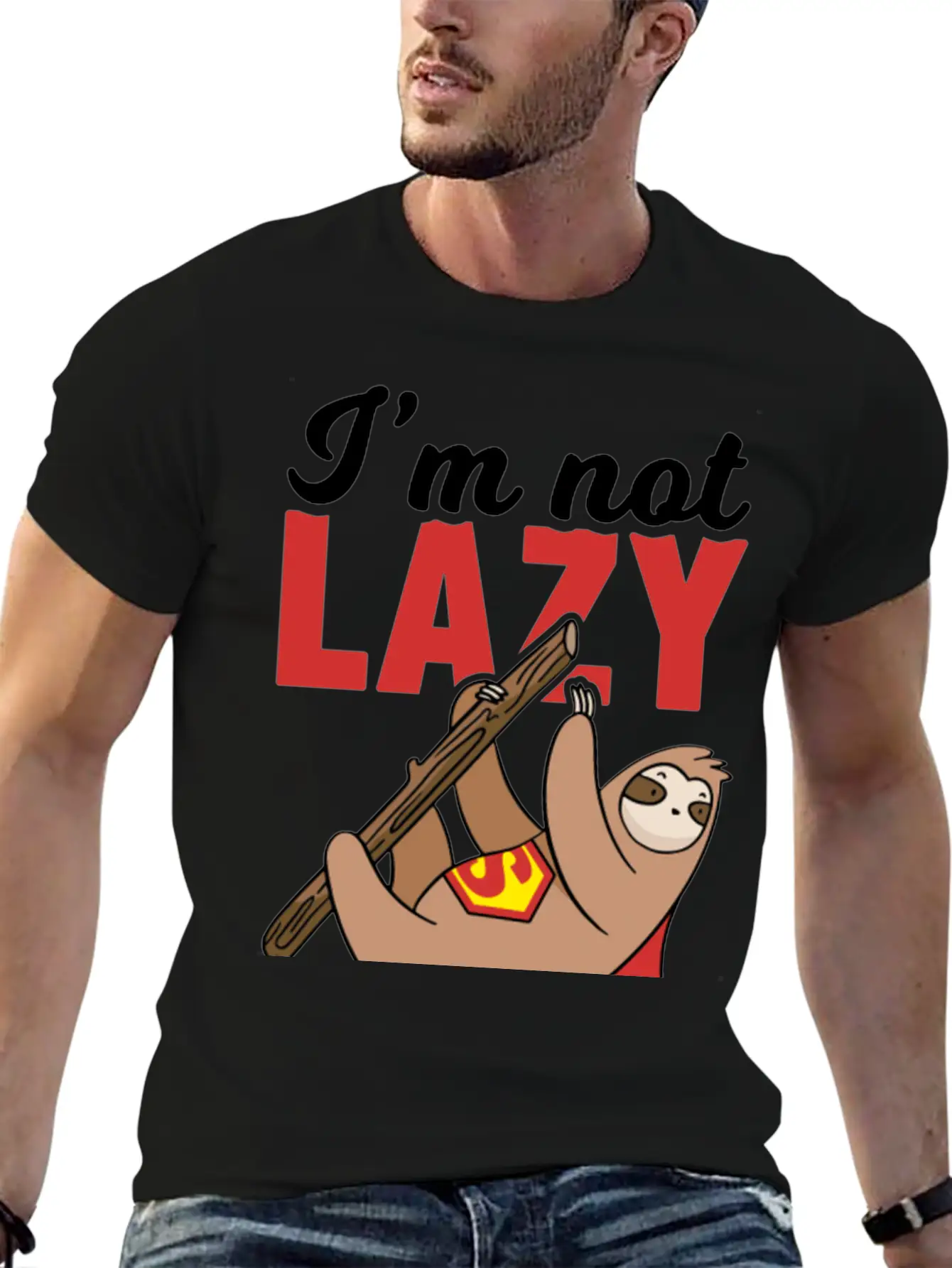 Sloth Super Lazy Super Hero Stylish Everyday T-Shirt – Unisex Basic Cotton Tee