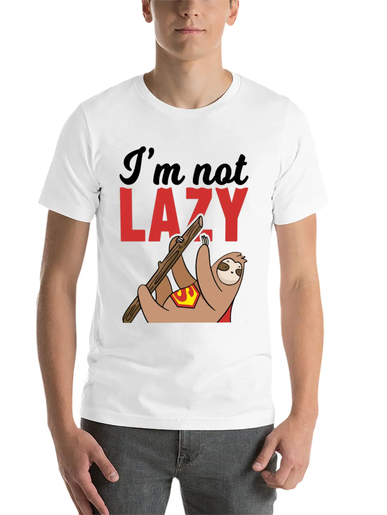 Sloth Super Lazy Super Hero Stylish Everyday T-Shirt – Unisex Basic Cotton Tee