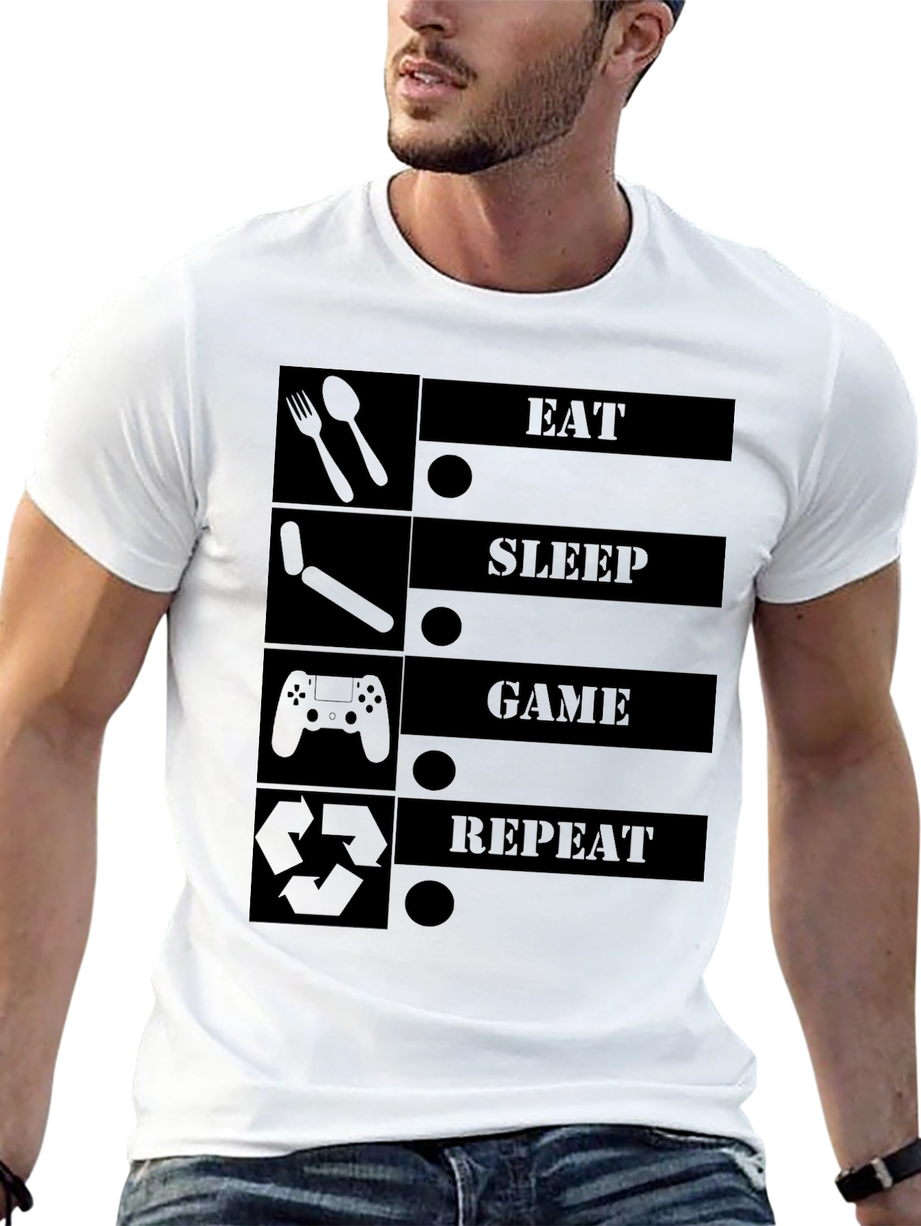 Eat Sleep Game Repeat Graphic T-Shirt