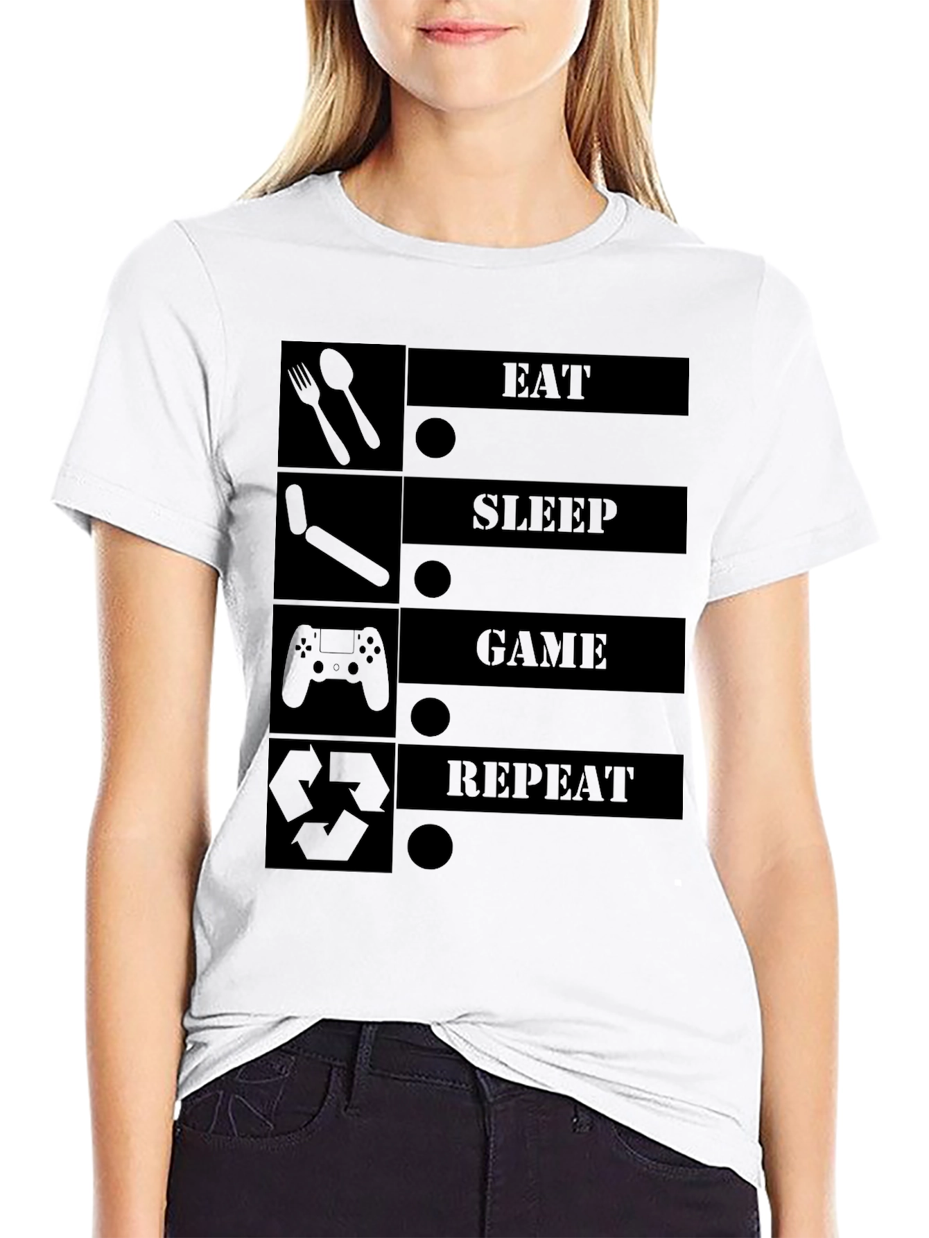Eat Sleep Game Repeat Graphic T-Shirt