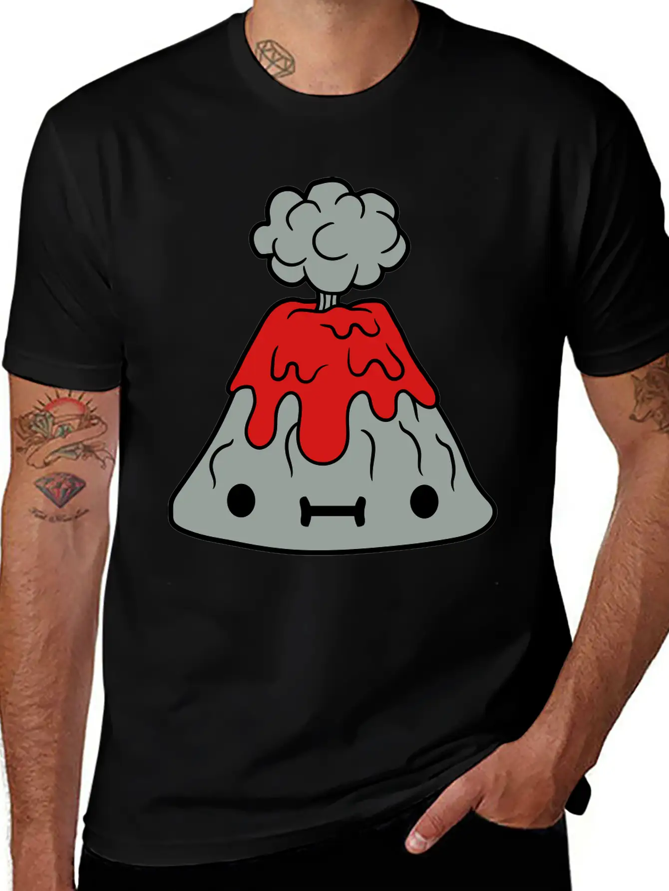 Small Sweet Volcano With Face Comfortable Minimalist Graphic Tee – Summer Style Essential