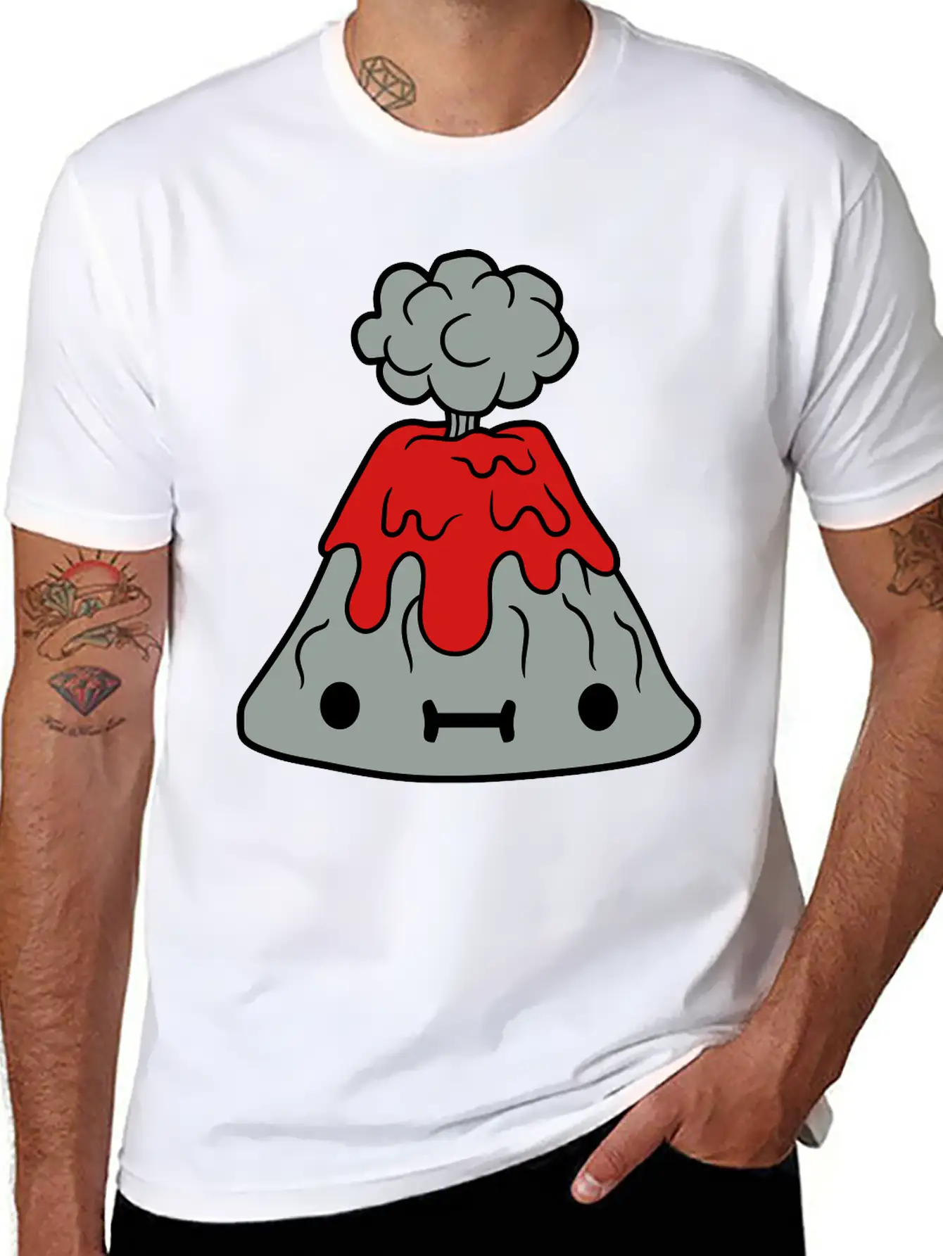 Small Sweet Volcano With Face Comfortable Minimalist Graphic Tee – Summer Style Essential