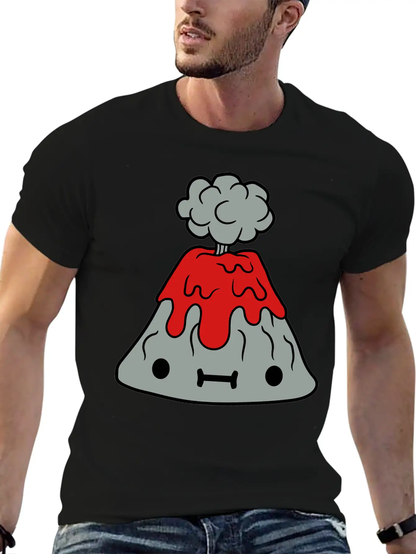 Small Sweet Volcano With Face Comfortable Minimalist Graphic Tee – Summer Style Essential