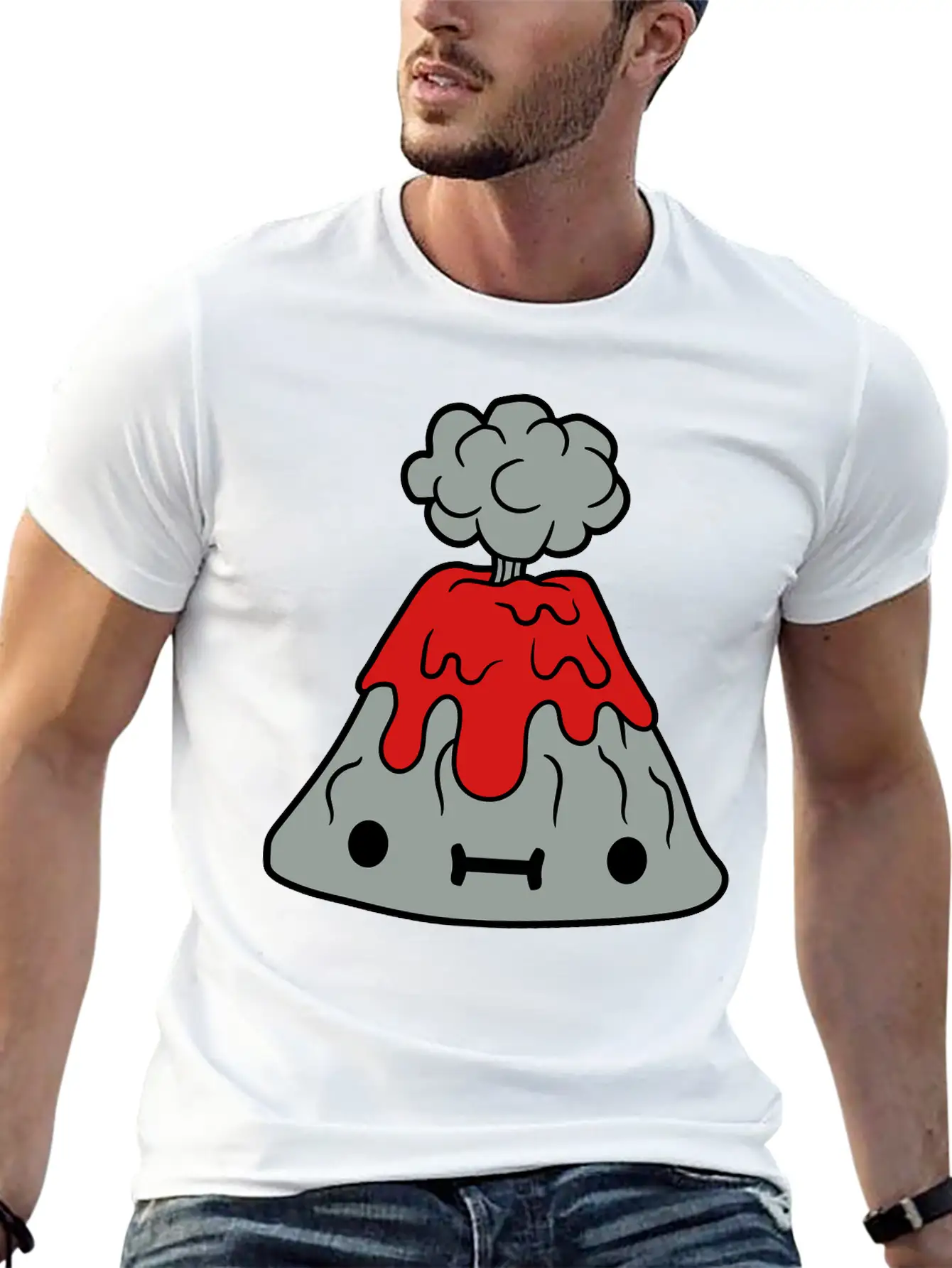 Small Sweet Volcano With Face Comfortable Minimalist Graphic Tee – Summer Style Essential