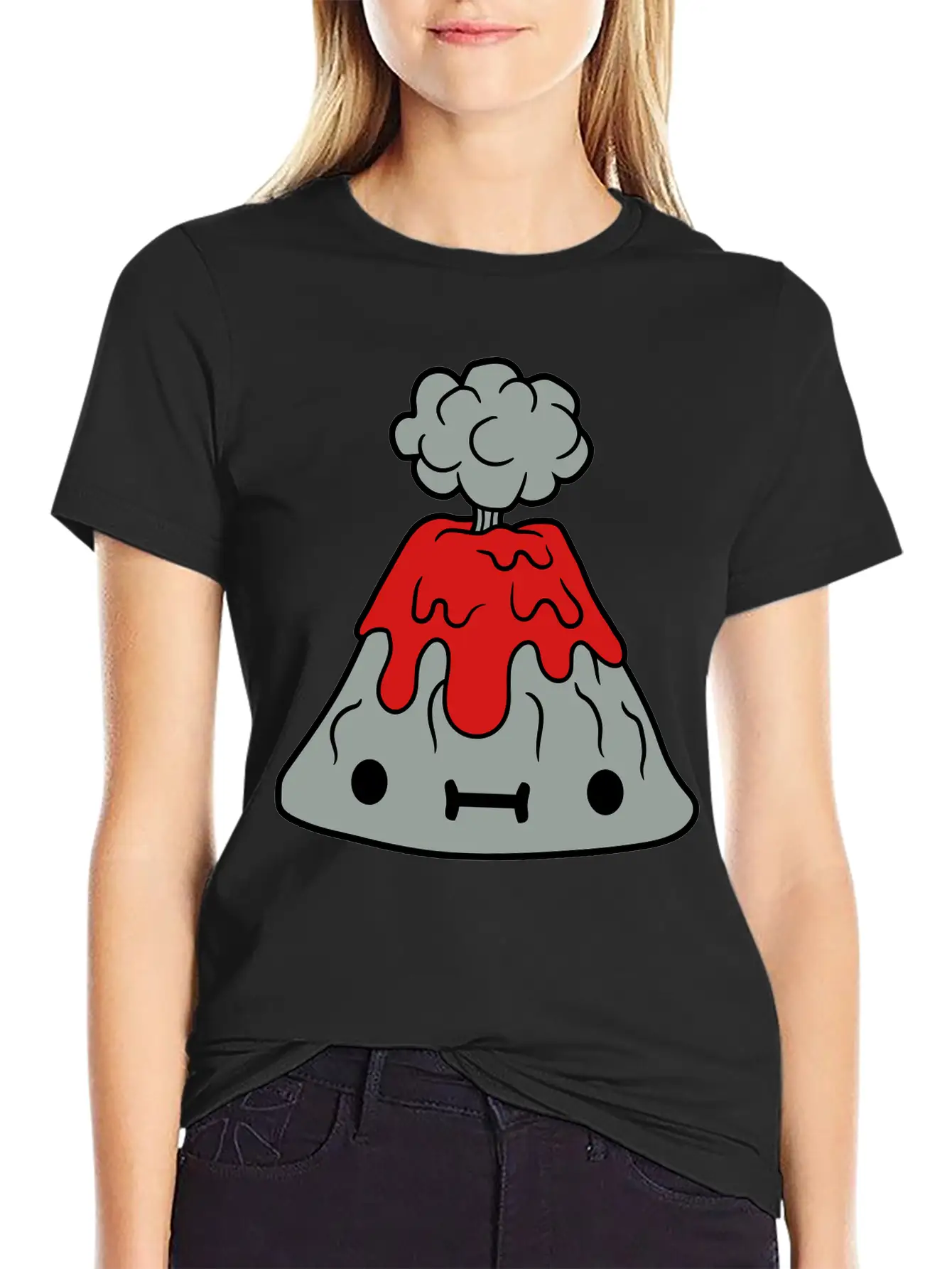 Small Sweet Volcano With Face Comfortable Minimalist Graphic Tee – Summer Style Essential