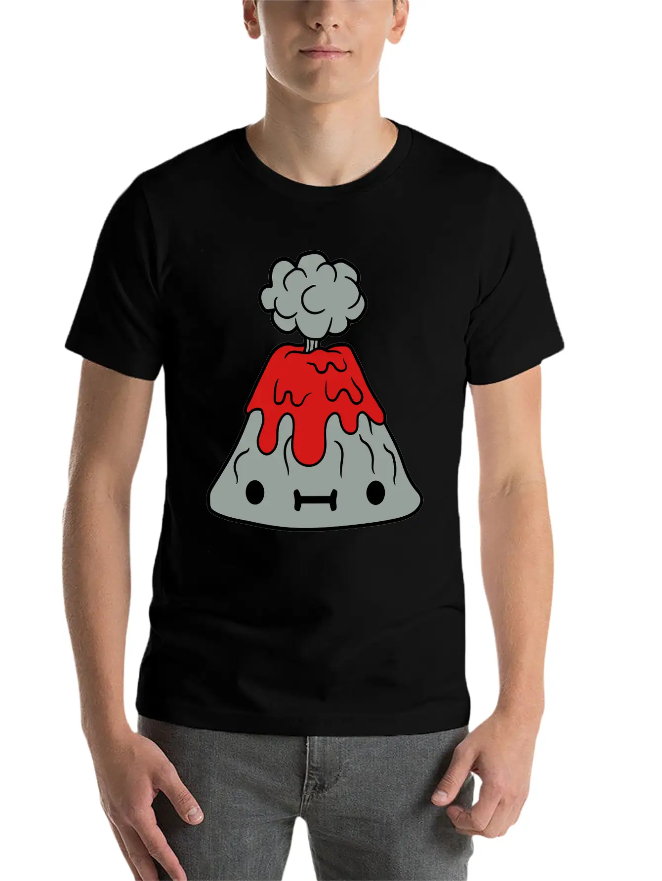 Small Sweet Volcano With Face Comfortable Minimalist Graphic Tee – Summer Style Essential