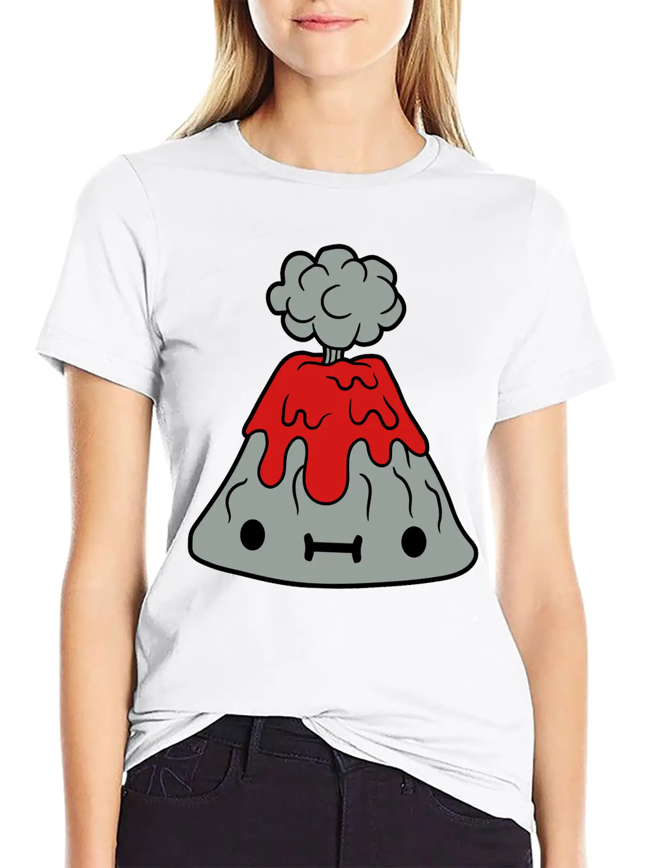 Small Sweet Volcano With Face Comfortable Minimalist Graphic Tee – Summer Style Essential