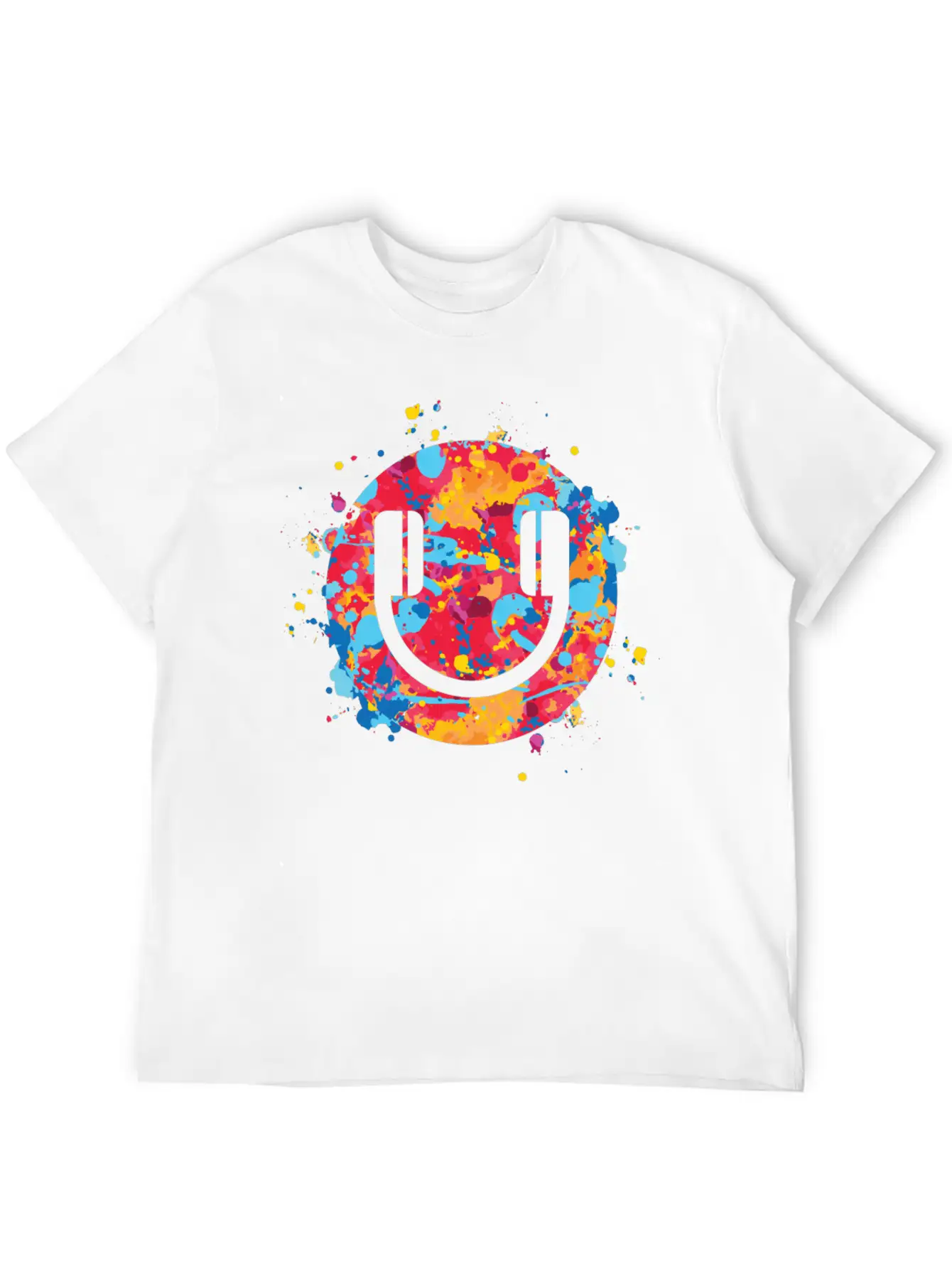 Smile Headphones Festival EDM Dj Music Techno Rave Unisex Short Sleeve Soft Cotton T-Shirt – Casual Everyday Wear