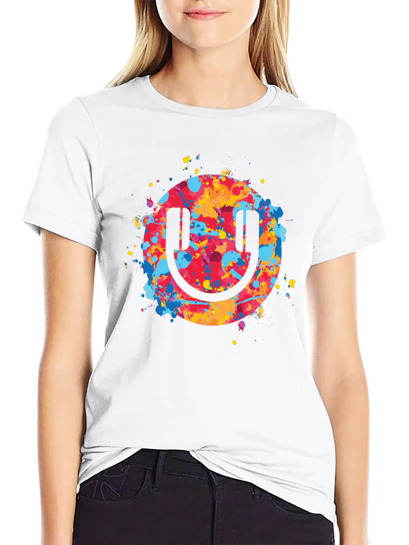 Smile Headphones Festival EDM Dj Music Techno Rave Unisex Short Sleeve Soft Cotton T-Shirt – Casual Everyday Wear