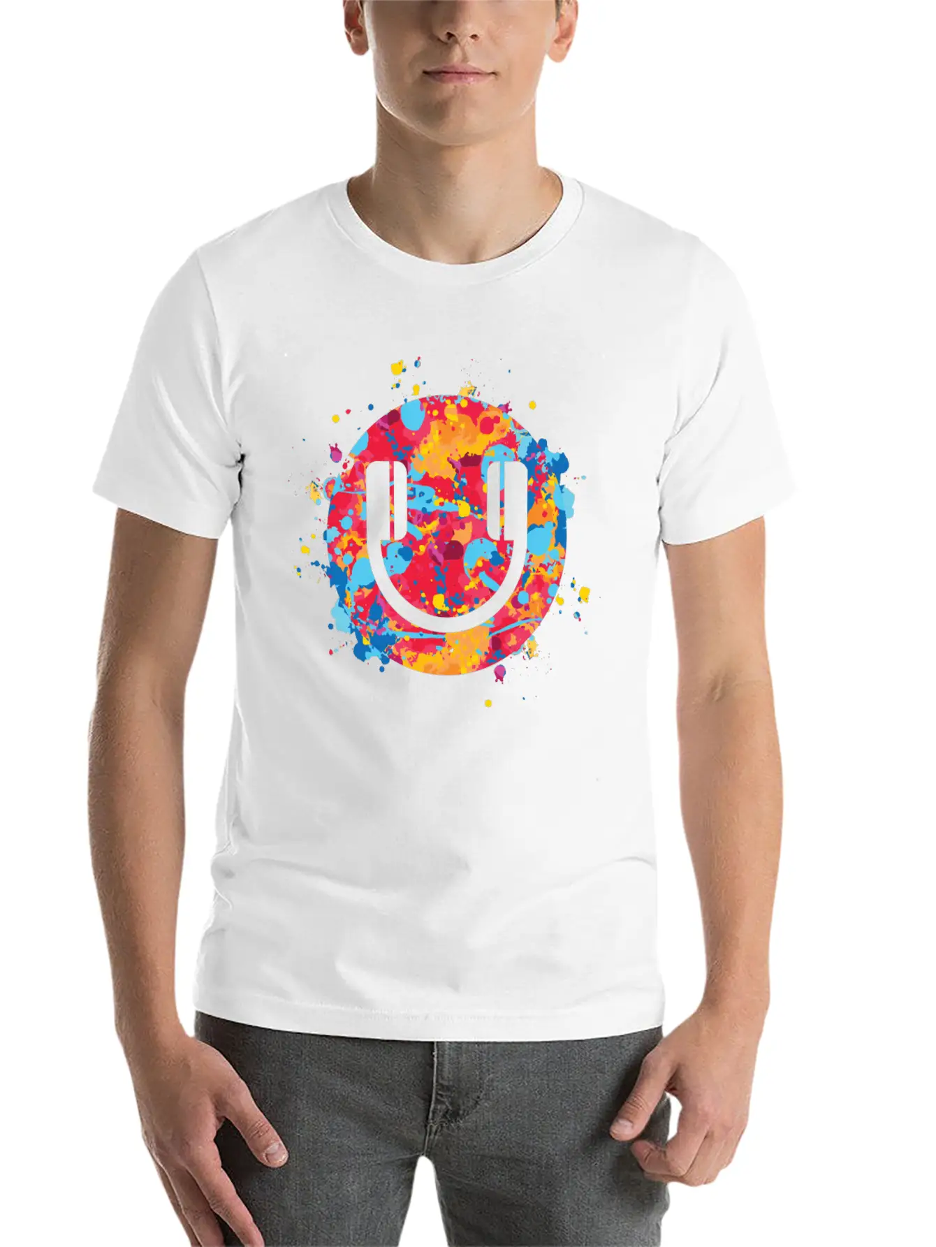 Smile Headphones Festival EDM Dj Music Techno Rave Unisex Short Sleeve Soft Cotton T-Shirt – Casual Everyday Wear