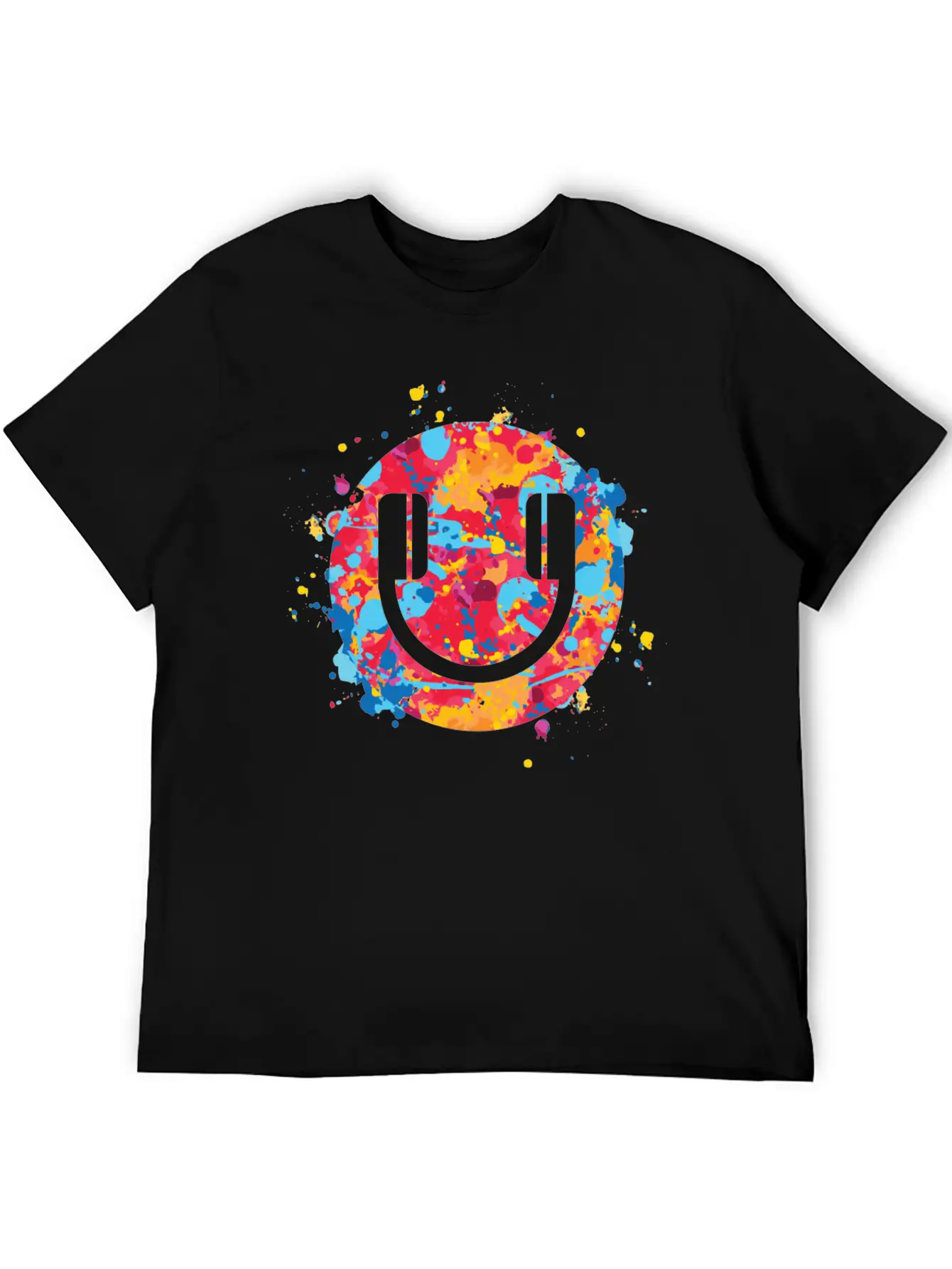 Smile Headphones Festival EDM Dj Music Techno Rave Unisex Short Sleeve Soft Cotton T-Shirt – Casual Everyday Wear