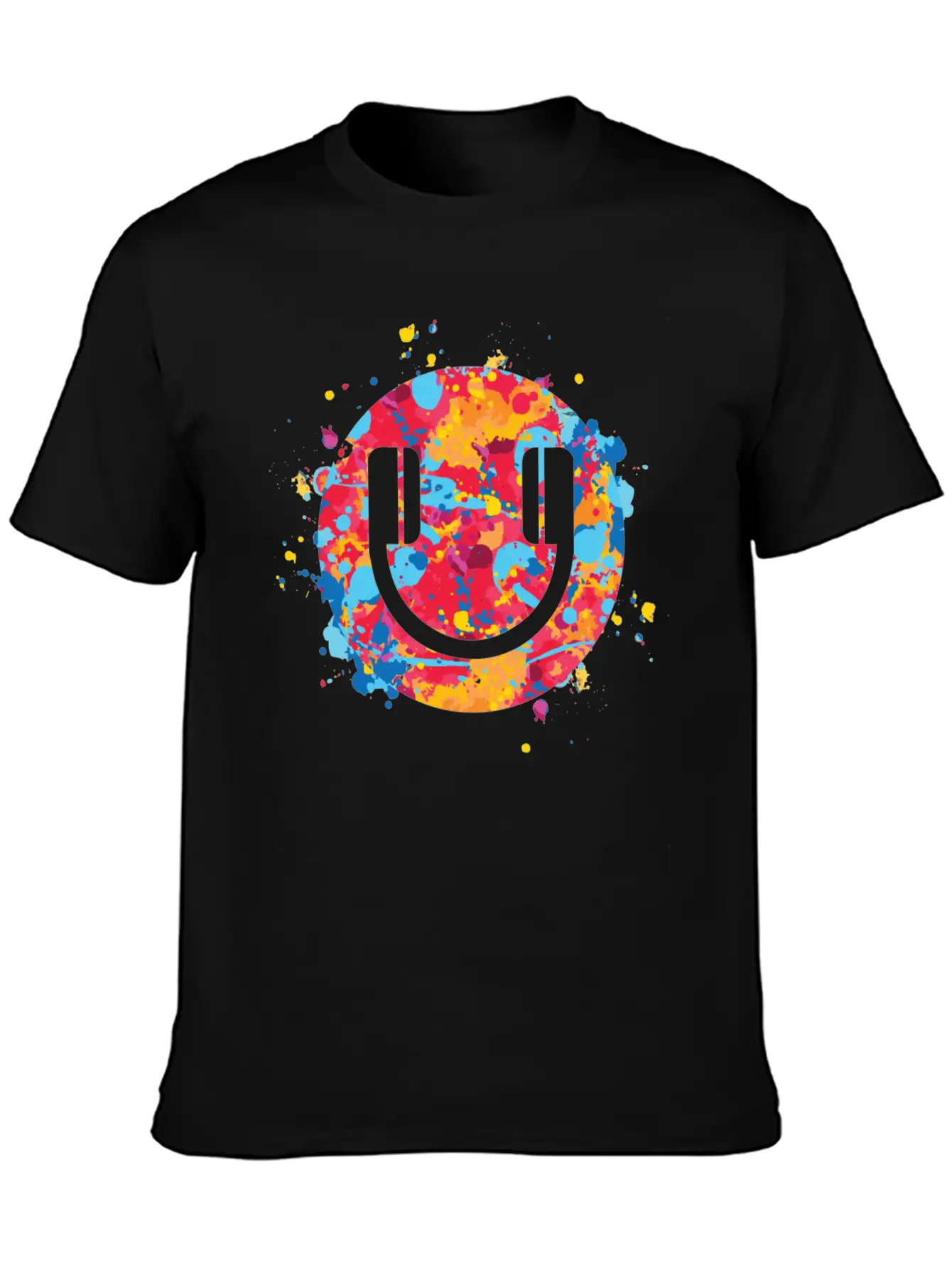 Smile Headphones Festival EDM Dj Music Techno Rave Unisex Short Sleeve Soft Cotton T-Shirt – Casual Everyday Wear