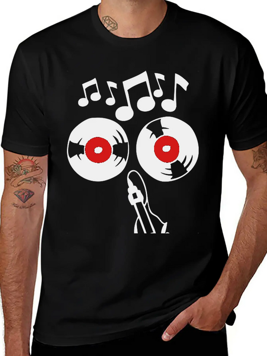 Smiley 33 Rpm Disc Music Note Key Soil Basic Graphic T-Shirt – Daily Comfort In Soft Cotton
