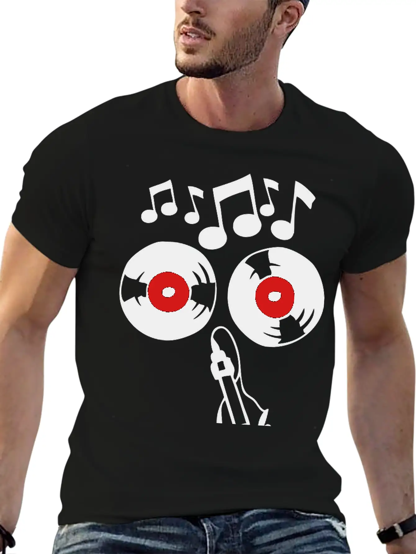Smiley 33 Rpm Disc Music Note Key Soil Basic Graphic T-Shirt – Daily Comfort In Soft Cotton