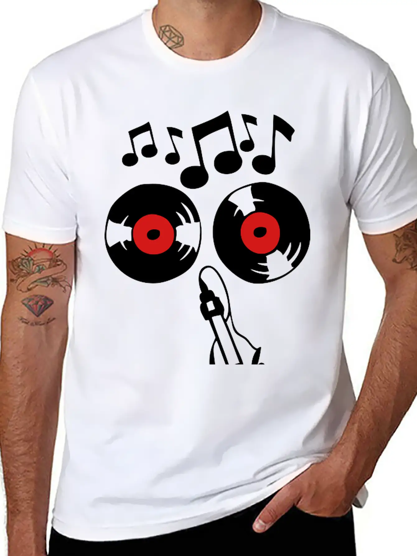 Smiley 33 Rpm Disc Music Note Key Soil Basic Graphic T-Shirt – Daily Comfort In Soft Cotton