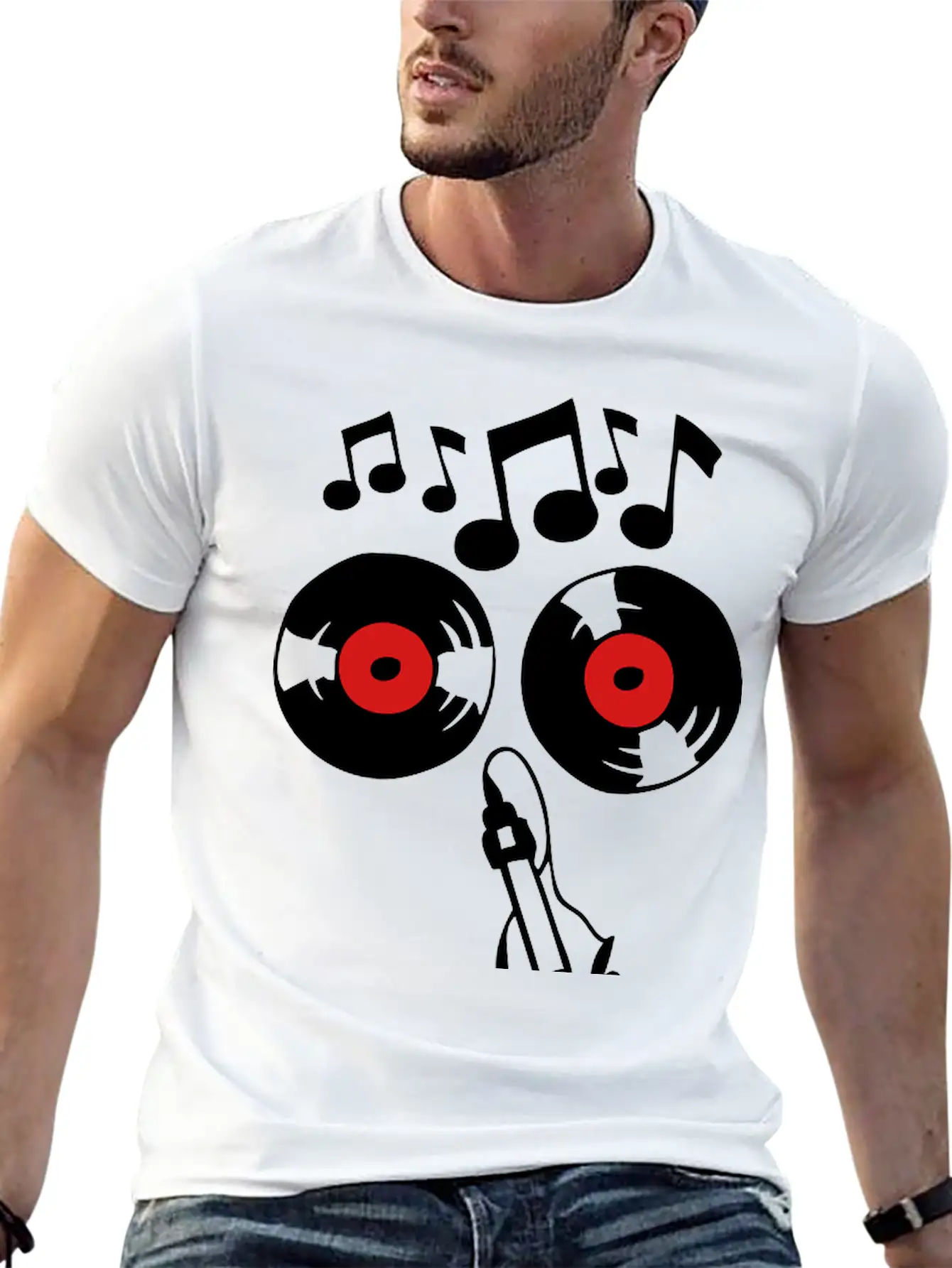Smiley 33 Rpm Disc Music Note Key Soil Basic Graphic T-Shirt – Daily Comfort In Soft Cotton