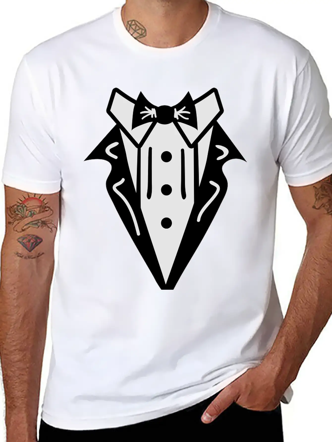 Smoking Tuxedo Elegance Timeless Short Sleeve Tee – Comfy And Minimalist Design