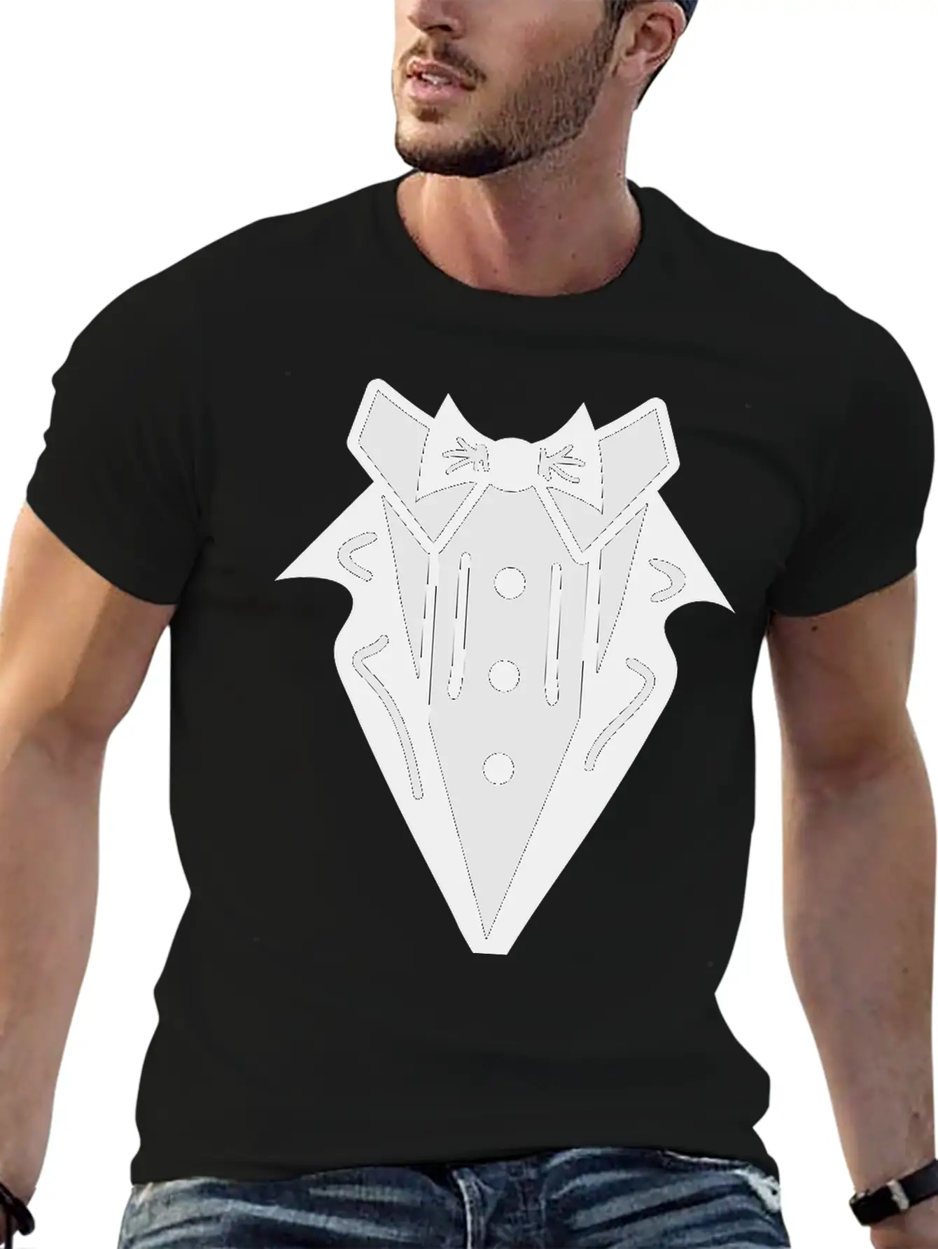 Smoking Tuxedo Elegance Timeless Short Sleeve Tee – Comfy And Minimalist Design
