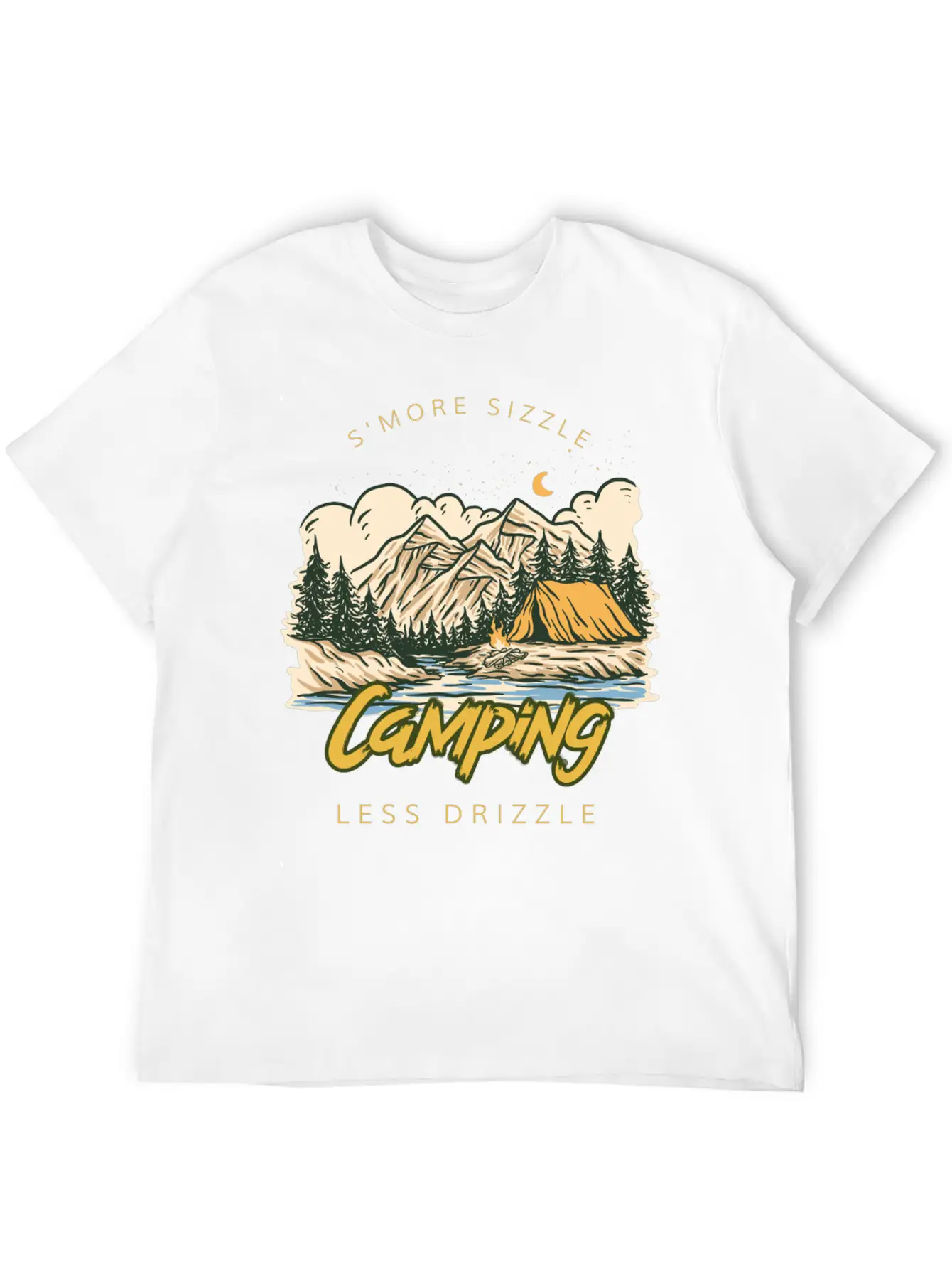 S'more Sizzle Less Drizzle Camping Women Stylish Everyday T-Shirt – Unisex Basic Cotton Tee