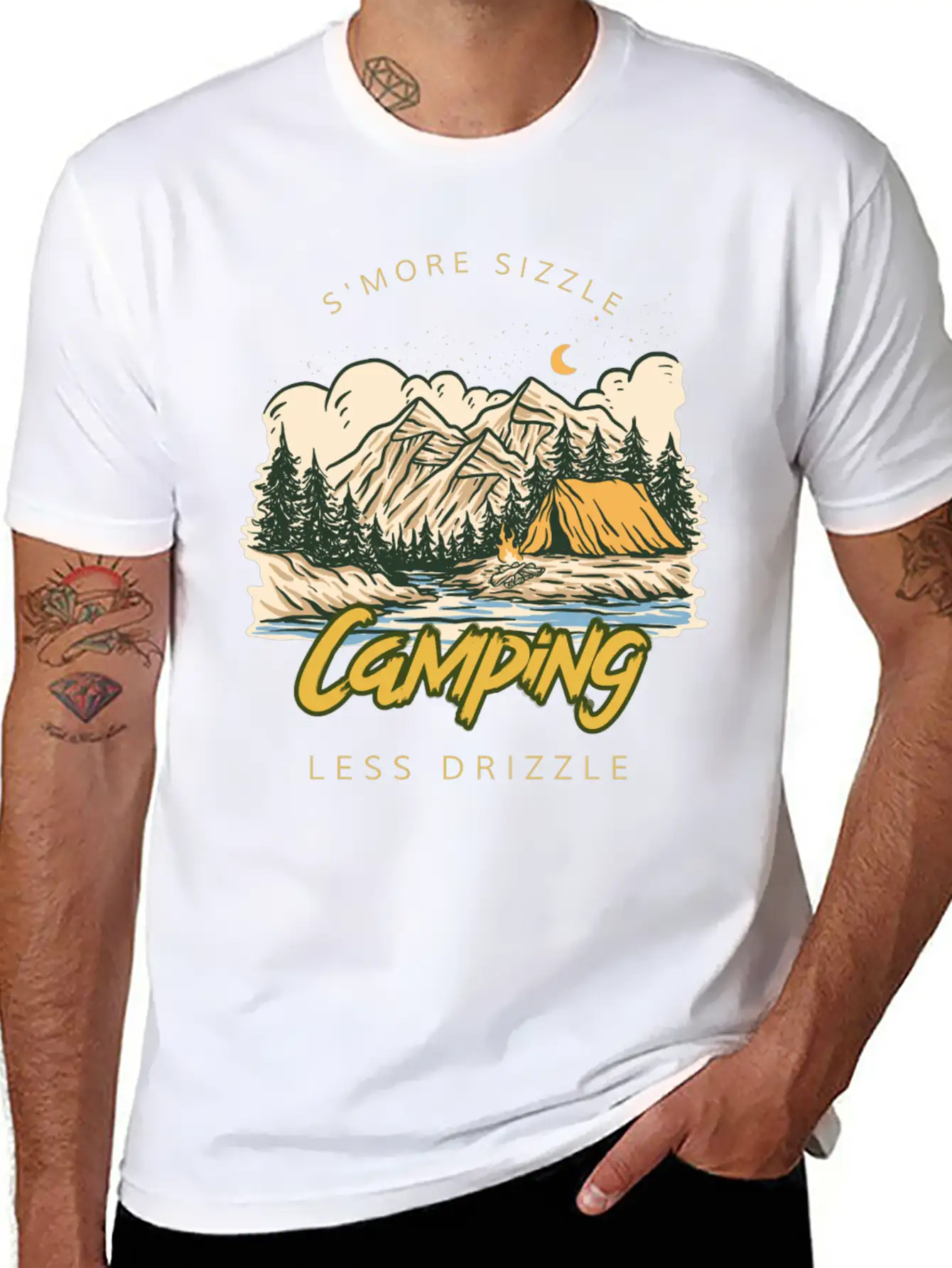 S'more Sizzle Less Drizzle Camping Women Stylish Everyday T-Shirt – Unisex Basic Cotton Tee