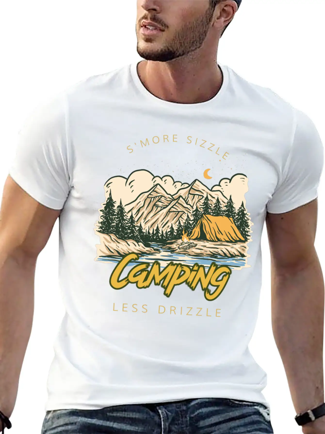 S'more Sizzle Less Drizzle Camping Women Stylish Everyday T-Shirt – Unisex Basic Cotton Tee