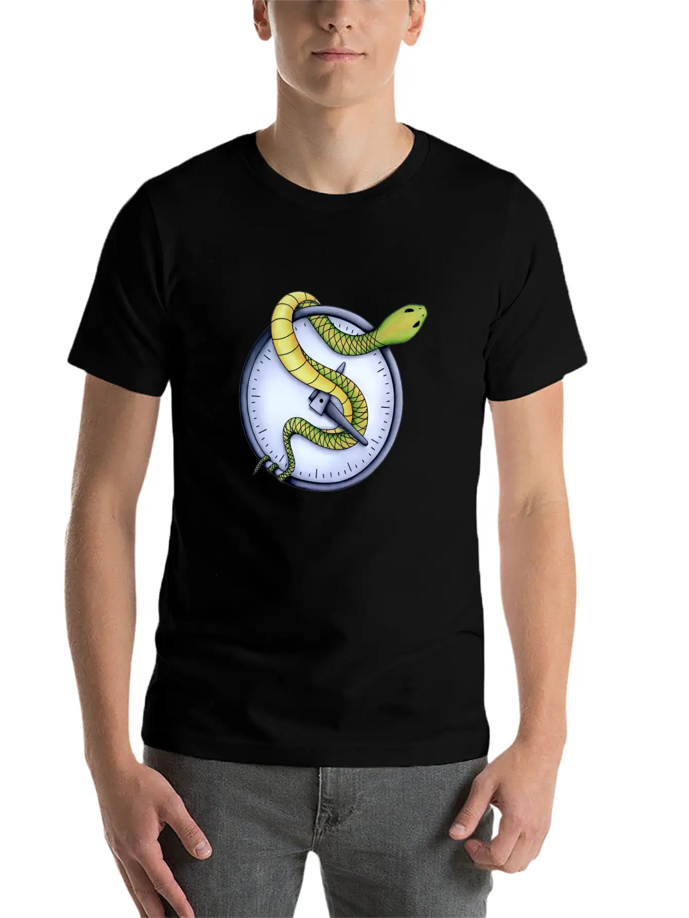 Snake In Time Stylish Everyday T-Shirt – Unisex Basic Cotton Tee