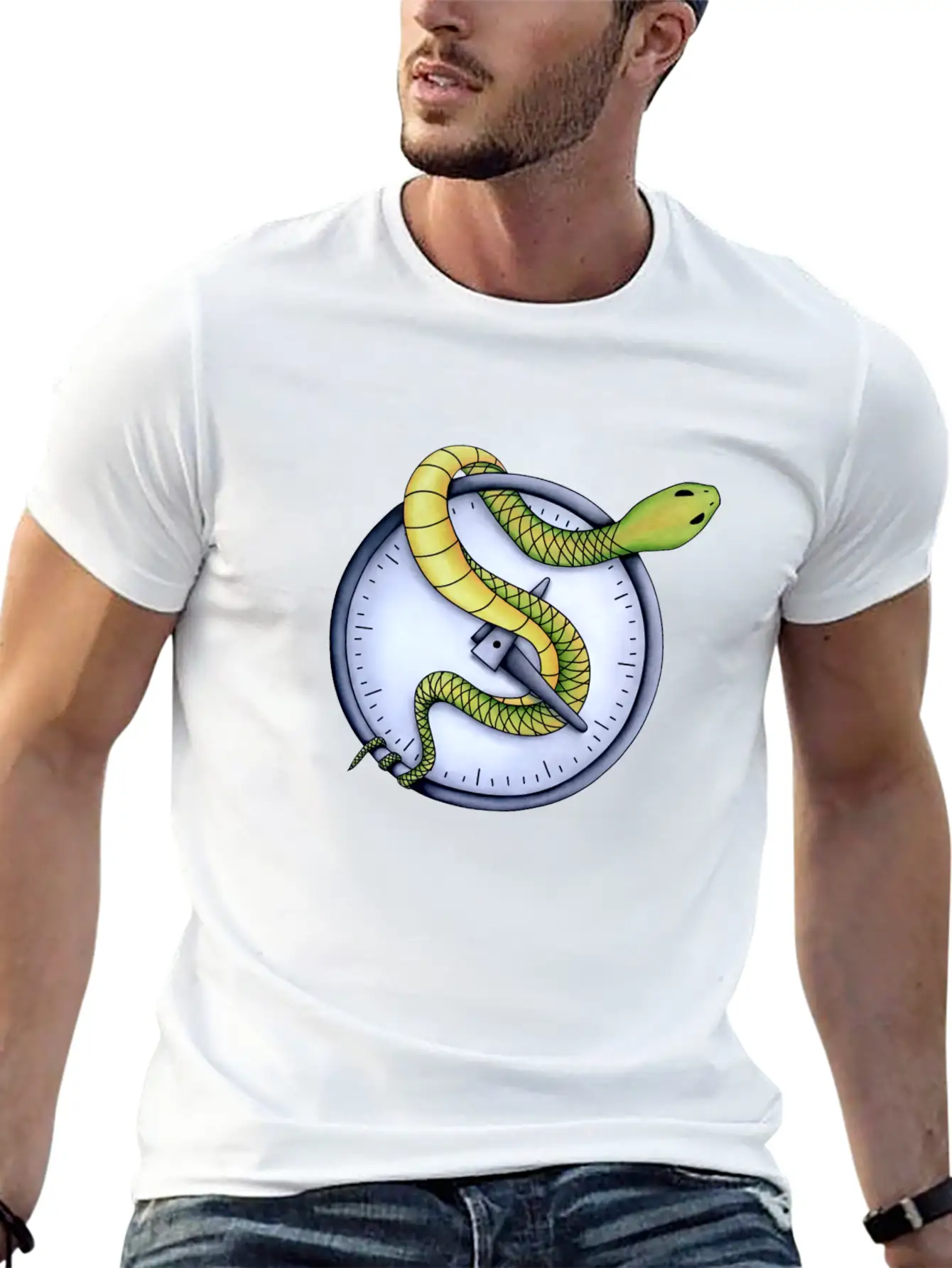 Snake In Time Stylish Everyday T-Shirt – Unisex Basic Cotton Tee
