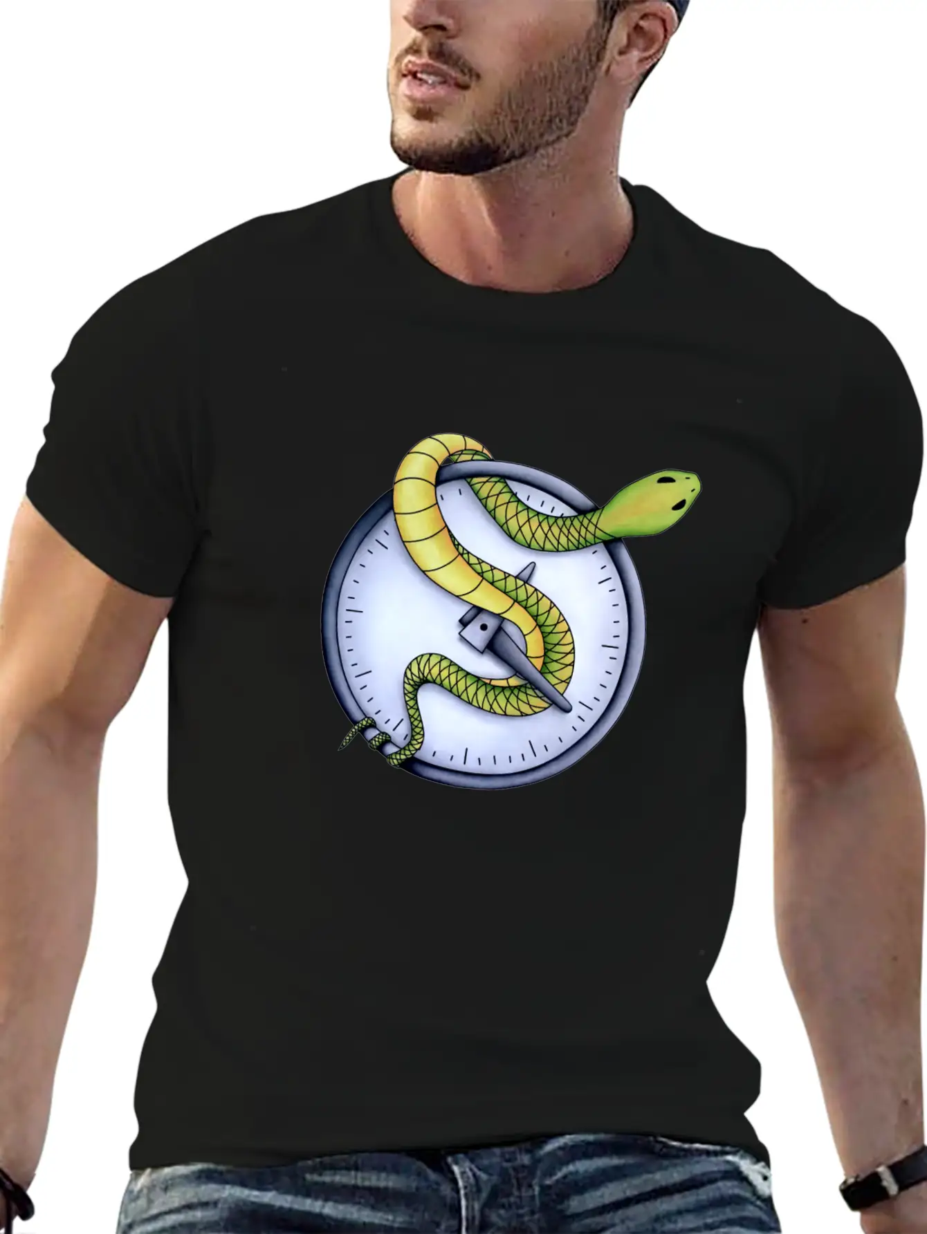 Snake In Time Stylish Everyday T-Shirt – Unisex Basic Cotton Tee