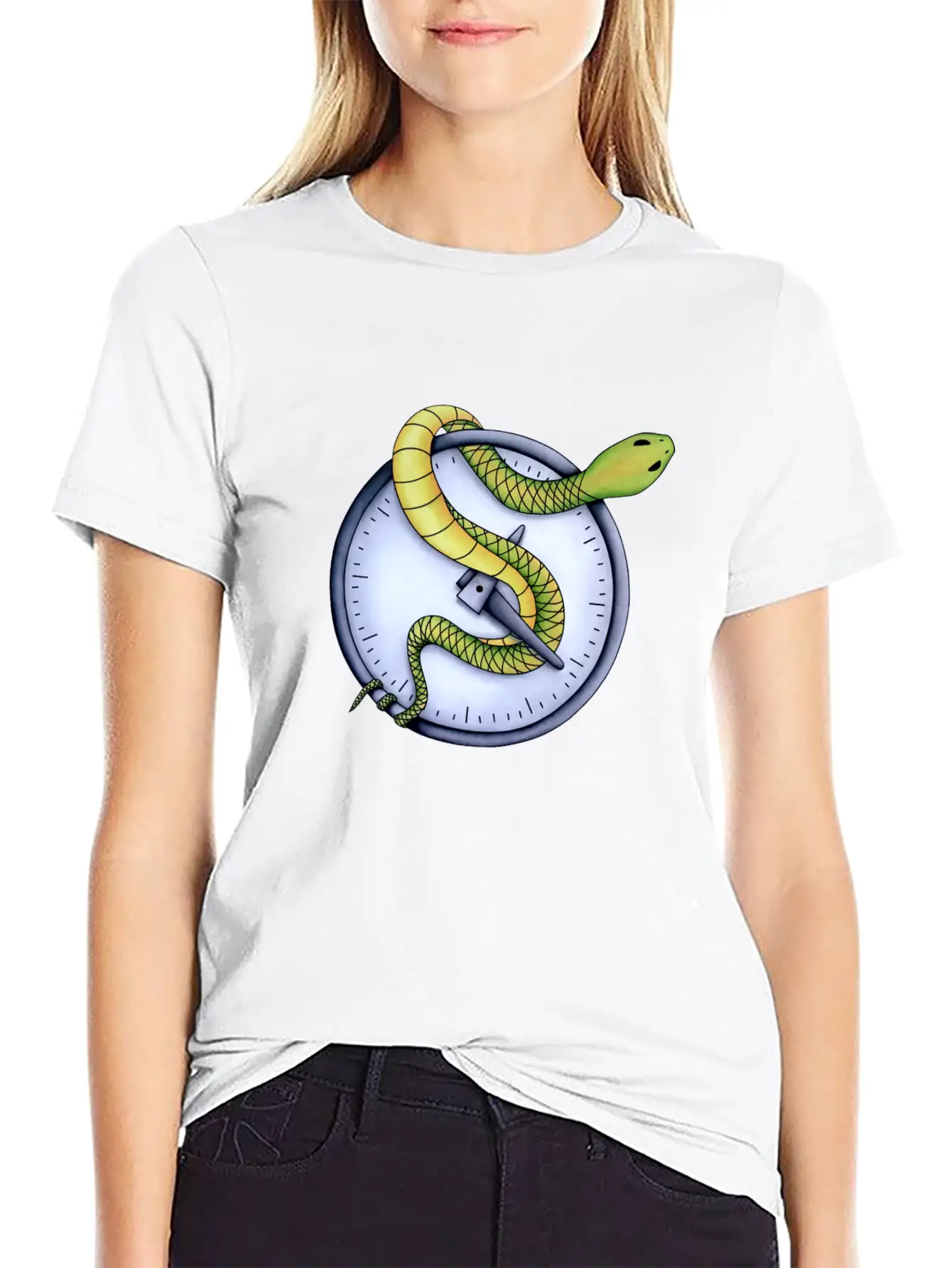 Snake In Time Stylish Everyday T-Shirt – Unisex Basic Cotton Tee