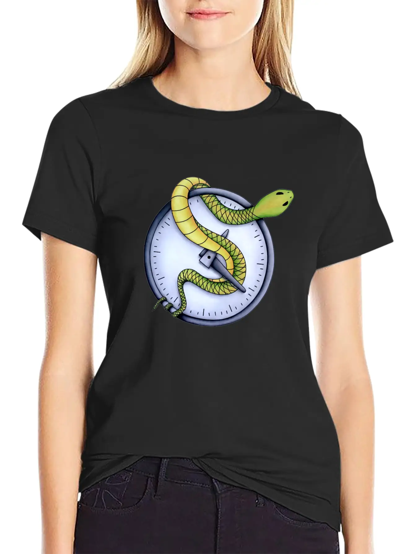 Snake In Time Stylish Everyday T-Shirt – Unisex Basic Cotton Tee